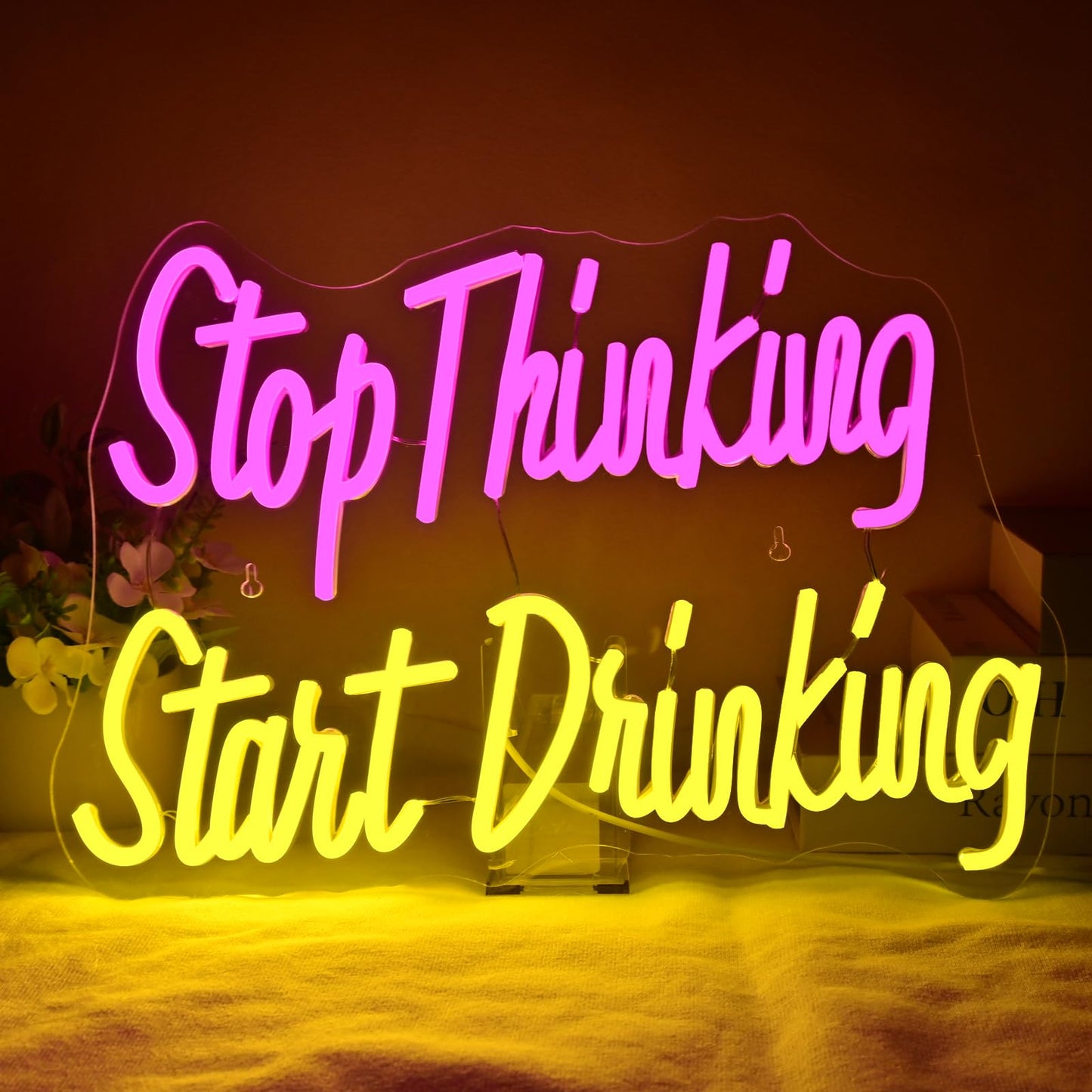 Wanxing LED Neon Sign - Dimmable Acrylic Wall Decor, 16.5inx11.8in, Colorful-Start Drinking