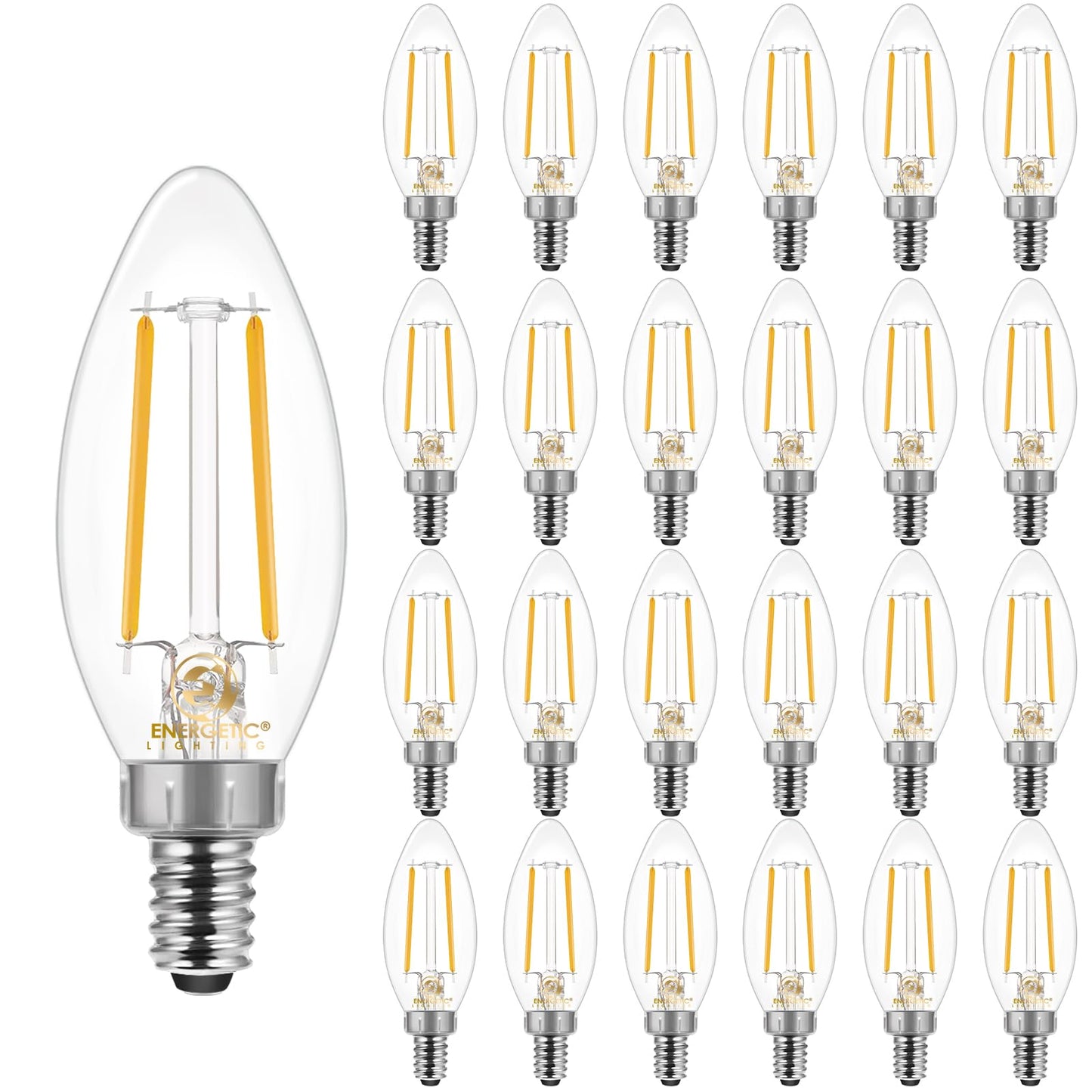 Energetic Smarter Lighting B11 E12 Candelabra Led Bulbs 60 Watt Equivalent  Dimmable Led Chandelier Light Bulbs  Soft White 2700K  550Lm  Decorative Candle Base Filament Bulb For Ceiling Fan  24Pack