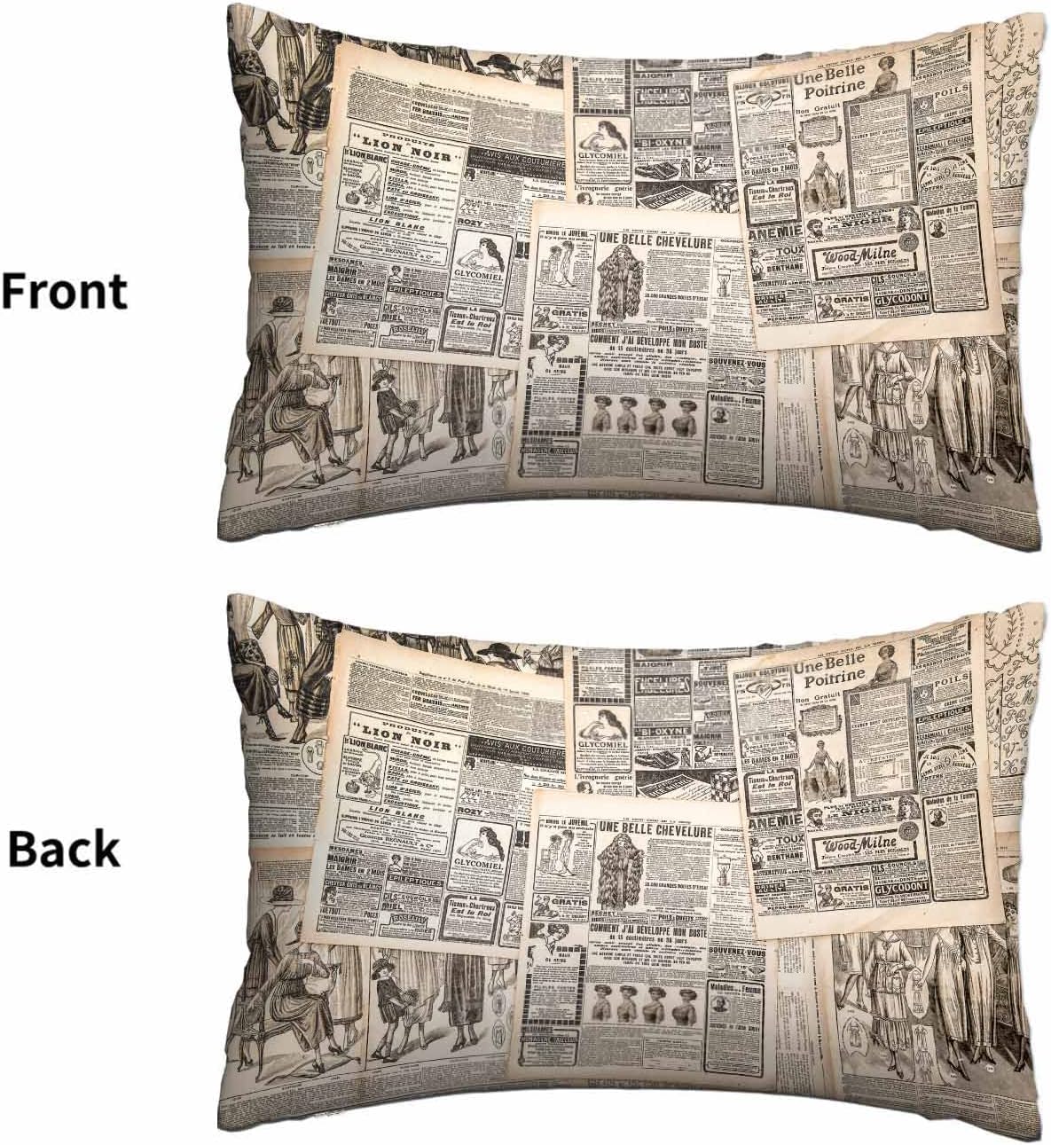 Mugod Home Decor Pillow Cases Vintage Woman Fashion Magazine Paris Paper,Standard Throw Cushion Cover for Bed Couch Sofa Office Decor 20x30 Inches