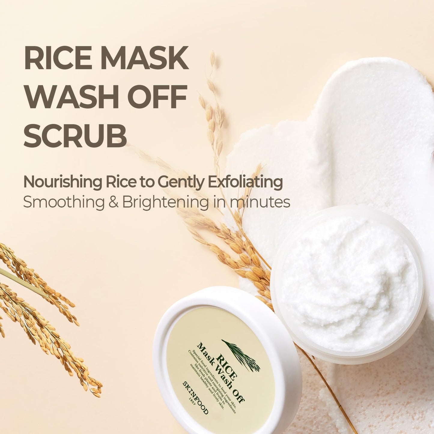 SKINFOOD Rice Mask Wash Off 3.5oz / Gently Exfoliates the Skin/Softening with Nutrient Rich Rice