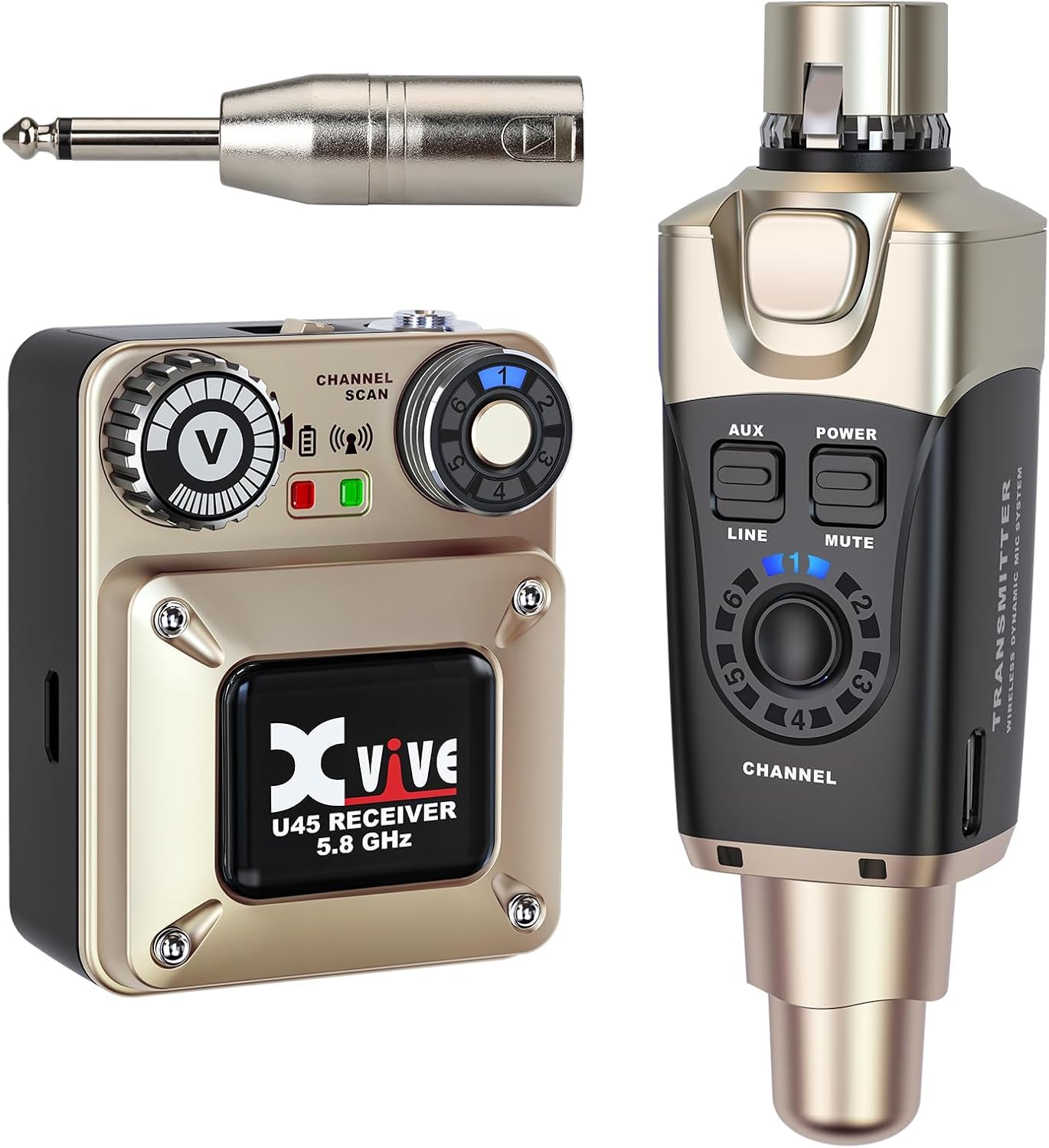 Xvive U45 Wireless in Ear Monitor System 5.8ghz IEM System Transmitter and bodypack Receiver for Studio, Band Rehearsal, Live Pe