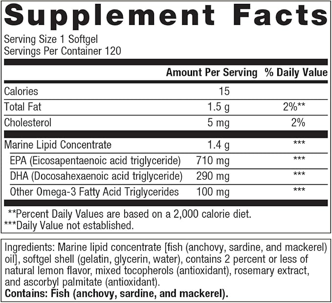 Metagenics OmegaGenics Fish Oil EPA-DHA 1000 mg - High Potency - Omega-3 Fish Oil Supplement - for Heart Health, Musculoskeletal Health & Immune System Health* - with DHA & EPA - 120 Softgels