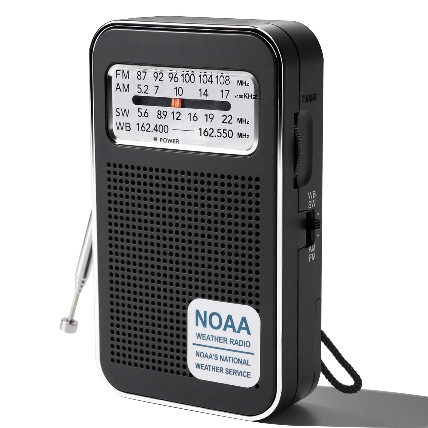 Rechargeable Emergency NOAA Weather Radio, 4 Bands AM FM SW WB Pocket Radio with Best Reception, Portable Battery Operated Trans