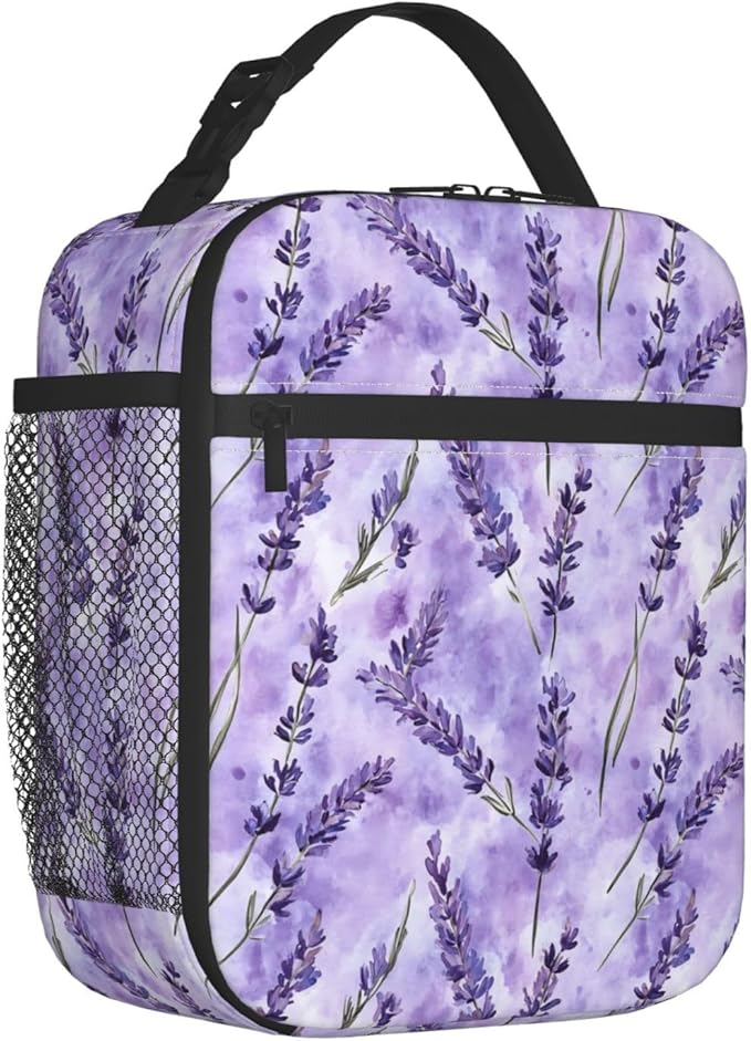 Lavender Lunch Box Insulated Lunch Bag for kids Girls Boys,Reusable Lunch Box Containers for Women Men,Durable Cooler Tote Bag Lunchbox for Office/School/Picnic