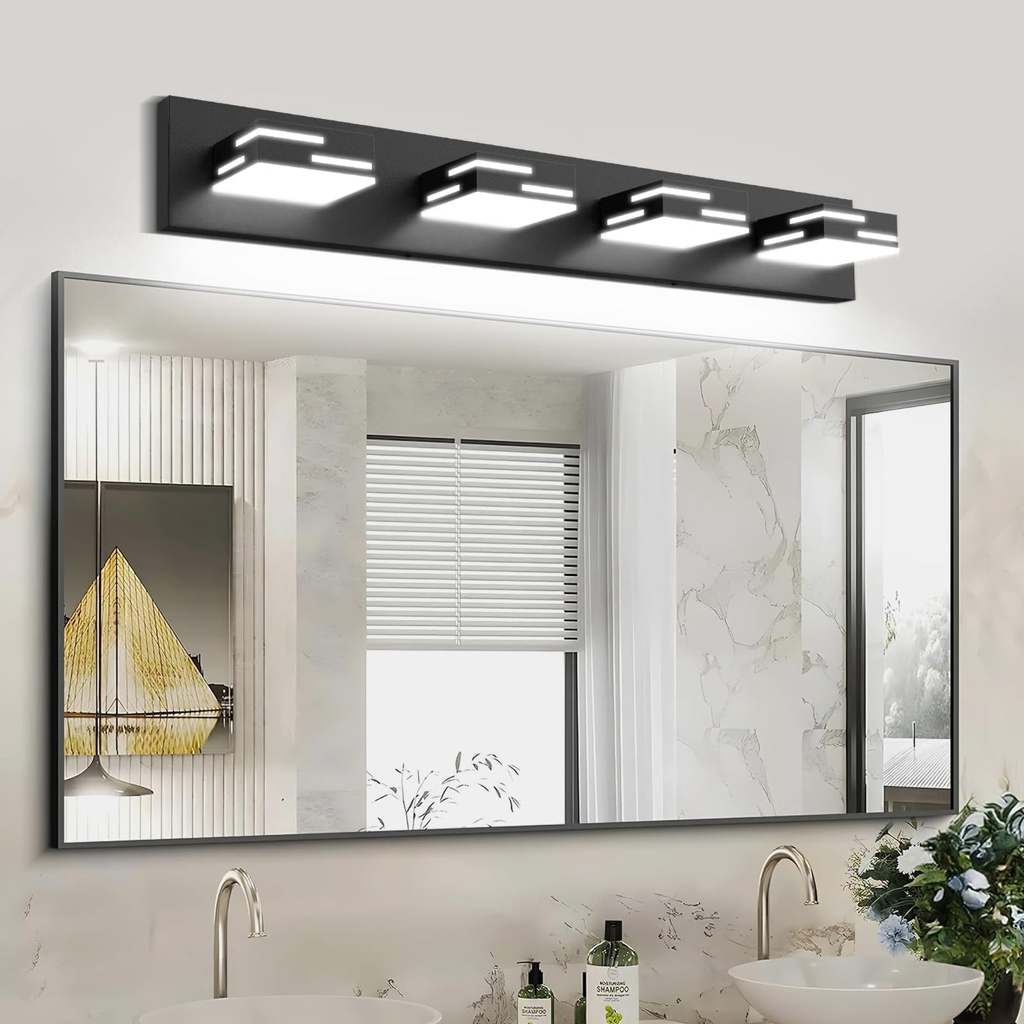 Izorro Modern Led Bathroom Vanity Light Fixtures (30-Inch  4-Light 5Cct Dimmable)  Matte Black Vanity Lights For Bathroom Lighting Fixtures Over Mirror With Rotatable