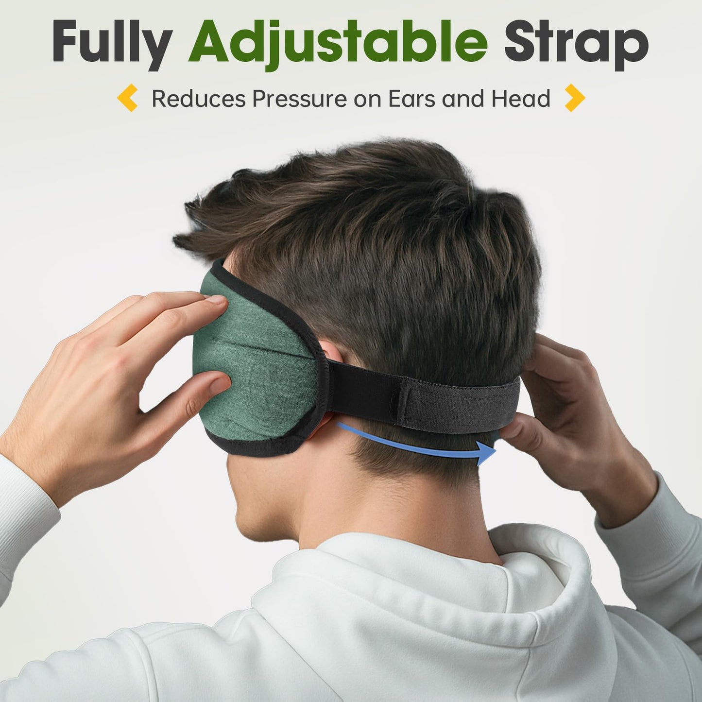 ZHENYEMEI Sleep Headphones with Bluetooth 5.4 Sleep Mask, Bamboo Cotton Music Wireless Bluetooth Eye Mask for Sleeping, Earphones HD Speaker Microphone for Travel, Gifts for Men Women, Green