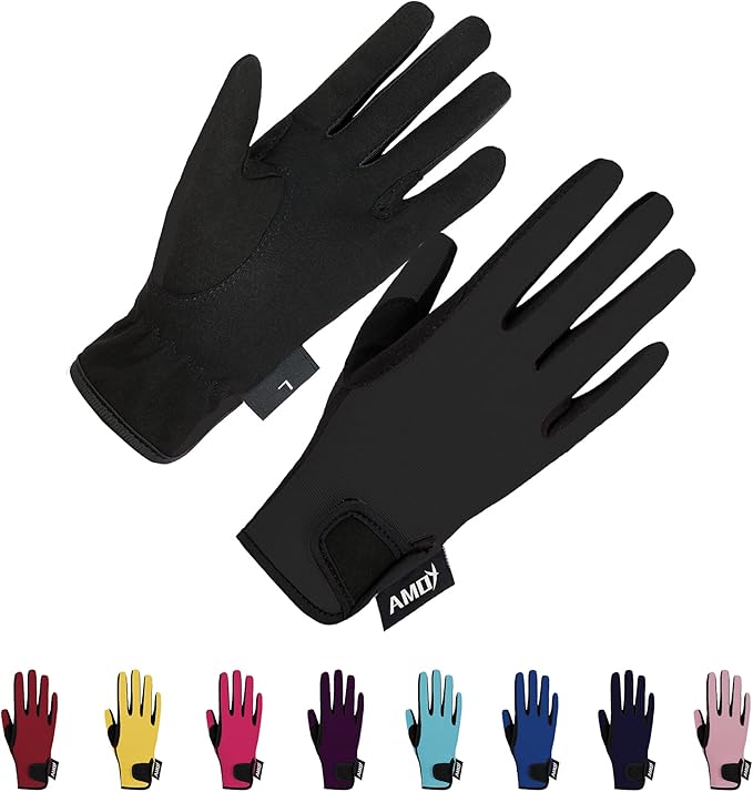 Amoy Kids Horse Riding Gloves Breathable Children Equestrian Horseback Anti-Slipping Boys & Girls Youth Outdoor Biking Cyc...