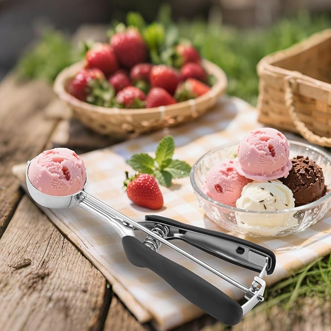 Large Cookie Scoop 3 Tablespoon, Size #20 Dough Scoops for Baking, Trigger Ice Cream Scooper, Stainless Steel Portion Scoop for Jumbo Cookies, Pancakes, Cupcakes, Meatballs