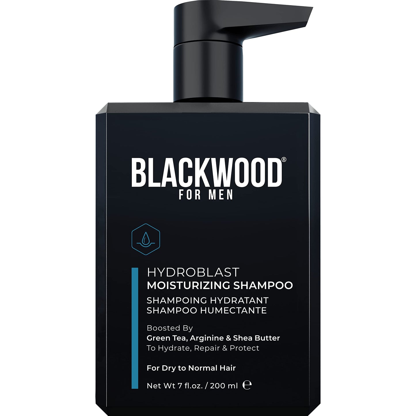Blackwood For Men Hydroblast Moisturizing Shampoo - Men's Shampoo for Coarse, Dry, & Curly Hair-Infused with Ginseng & Ginger -