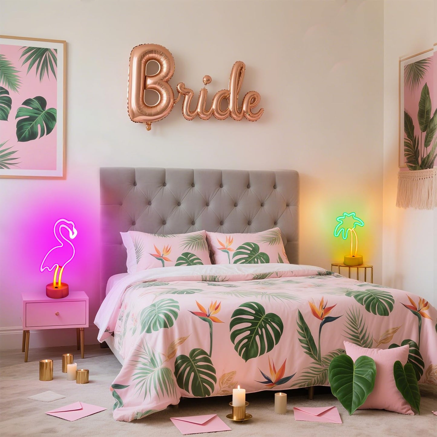 Ursamajor 2 Pack Neon Signs  Pink Flamingo & Neon Palm Tree  Usb/Battery Powered  Energy Efficient  Decor Lights For Girls Bedroom  Party  Dining Tables  Office Desk  Valentine Gifts