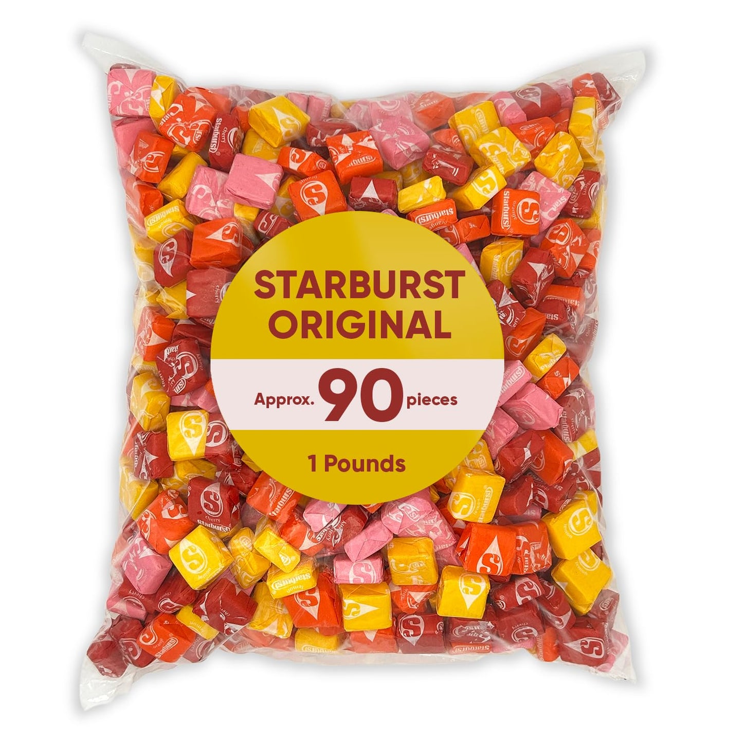 Strburst Original Fruit Chews 1 Pound Approx 90 Pieces - Bulk Candy Individually Wrapped- Orange  Strawberry  Cherry  Lemon