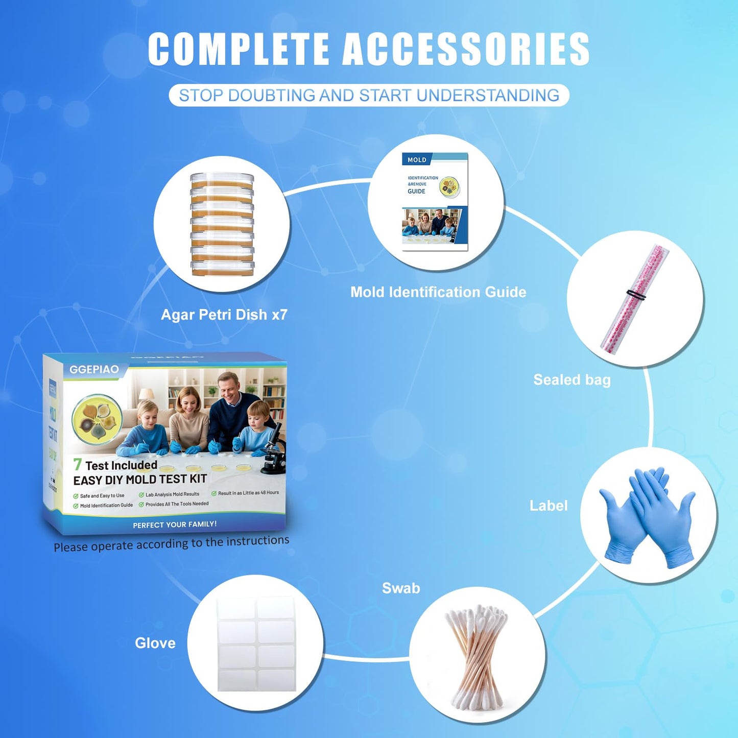 Mold Test Kit for Home,7 Simple Detection Tests,Test HVAC System,Home Surfaces, Indoor Air Quality Testing,DIY Mold Detector for Home,Includes Detailed Mold Identification Guide,Black Mold Testing kit