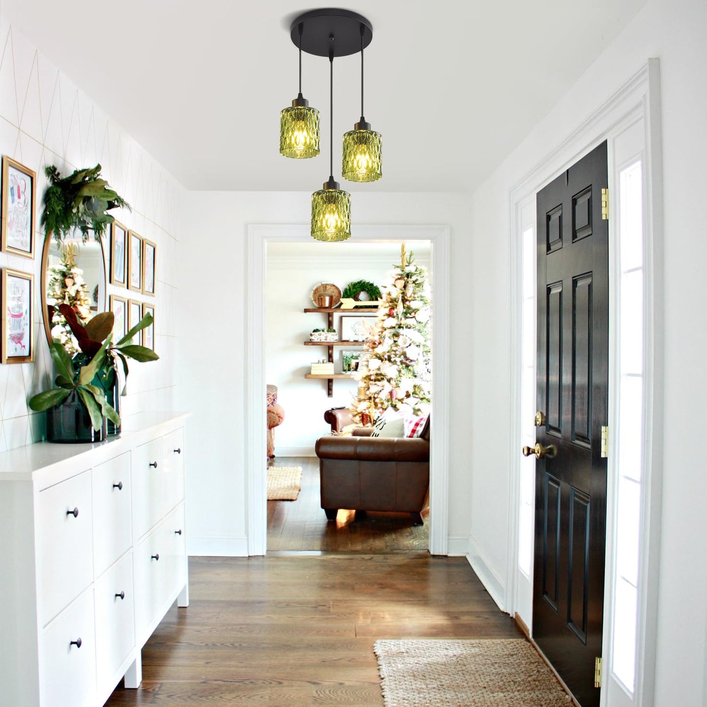 3 Lights Industrial Pendant Light With Glass Shade Matte Black Pendant Lighting Adjustable Industrial Retro Style Hanging Light Kitchen Island Farmhouse Pendant Lights Fixtures For Kitchen Farmhouse
