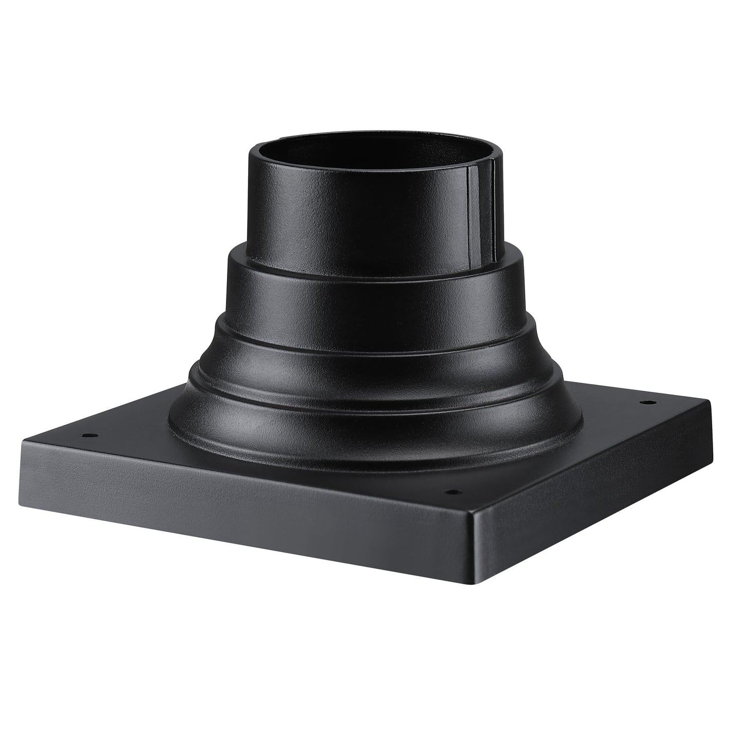 Faymart Lighting 2-Pack Square Anchor Base For Post Mounted Outdoor Lamps Aluminum Alloy Pedestal Mount Base For Stone Walls  Matte Black 6X6 Post Cap Adapter  3 Inch Pole Fitter