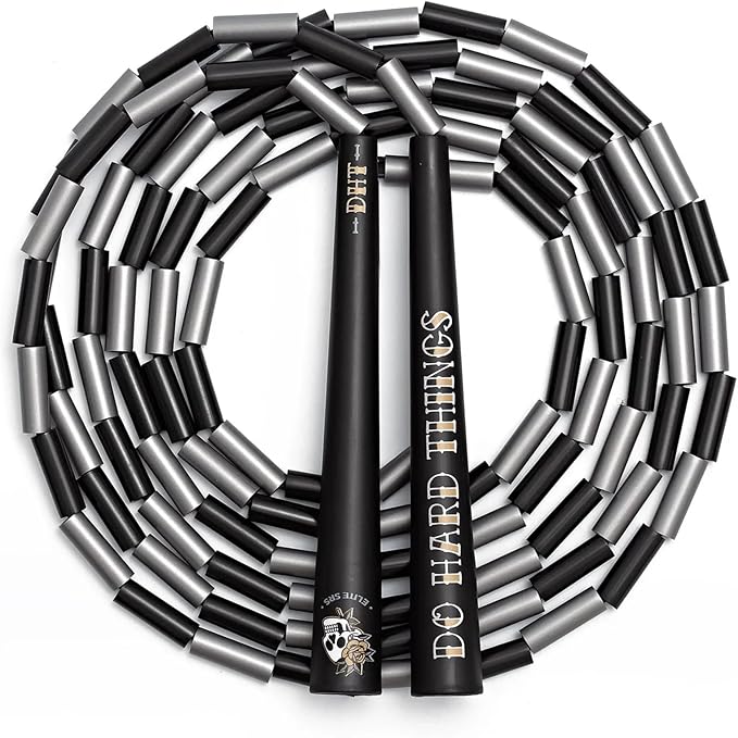 Elite Jumps - Do Hard Things Edge Beaded Jump Rope - For All Ages - Durable & Lightweight - 10ft Long Adjustable Rope - Ta...
