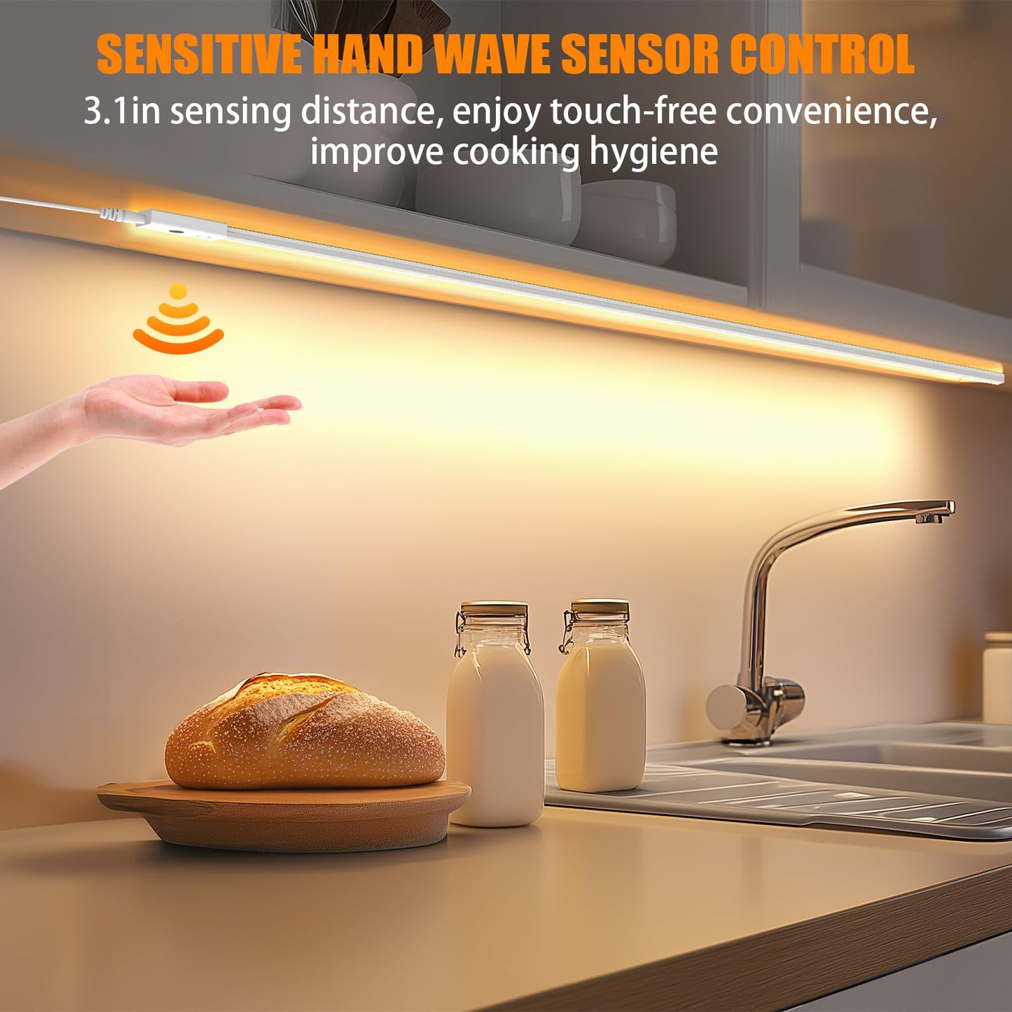 Smart Under Cabinet Lights  40In Plug In Under Cabinet Lighting With Handwave Sensor  Bright Dimmable 5 Color Temp Stick On Closet Light  Slim Cuttable Under Counter Lights For Kitchen Desk Shelf