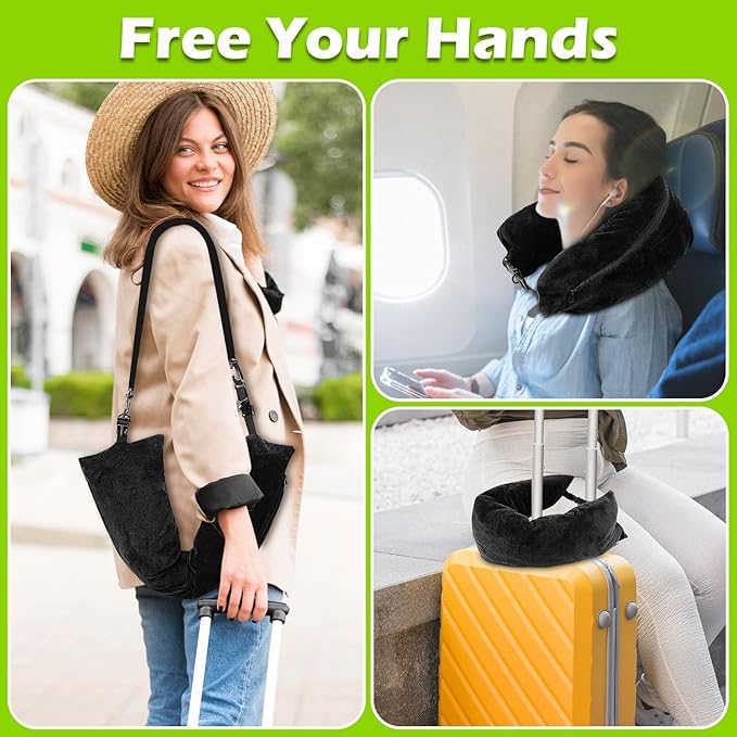 Stuffable Neck Pillow For Travel, Customizable Comfort and Ergonomic Support for Neck and Head, Ideal for Airplane, Car, Train, and Office, Soft, Breathable Cover, Lightweight and Portable