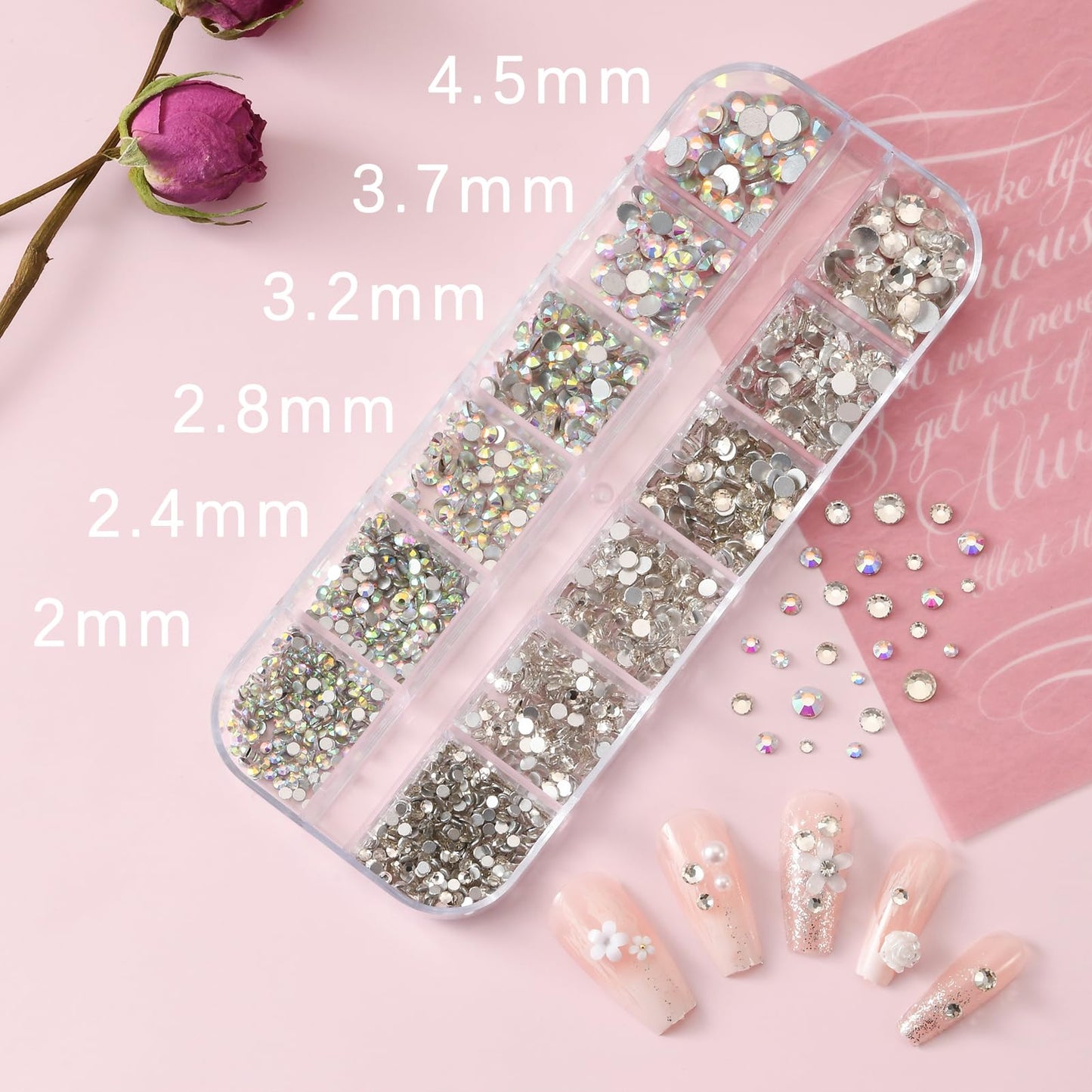 OPMADM 3 Boxes Nail Charms and Gems Nail Art Charms Charms for Nails Design Rhinestones for Nails Caviar Beads Pearls