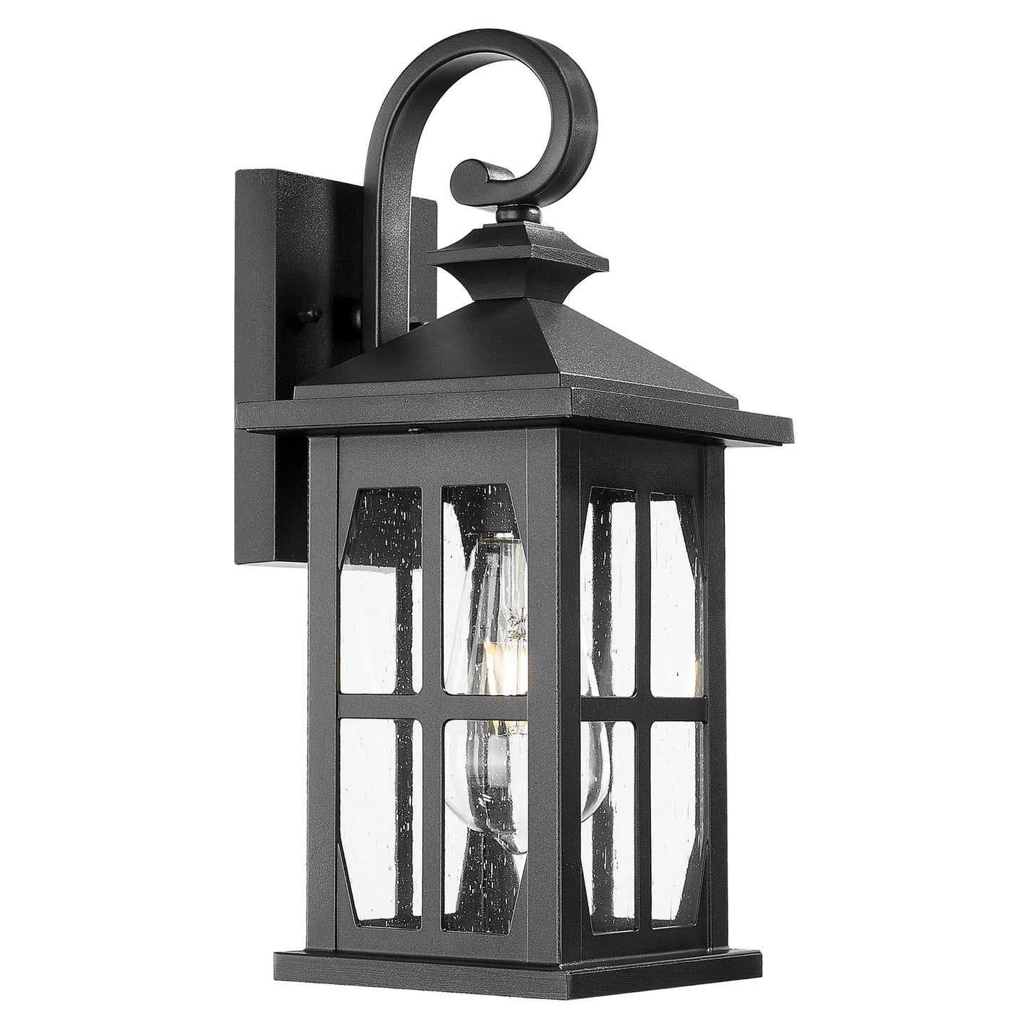 Darkaway Outdoor Light Fixtures Wall Mount  Outdoor Wall Lights Exterior Lighting Fixtures Waterproof Black Outside Wall Sconce With Seeded Glass For House Porch Hallway Garage Front Door
