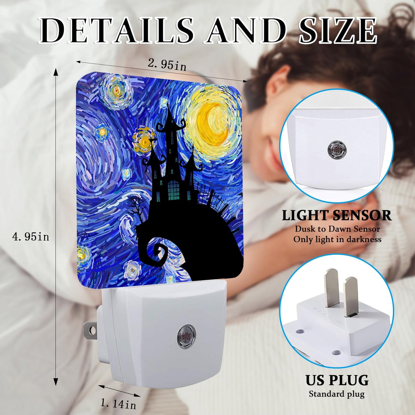 Slhfdkl Starry Night Light  Plug-Into Wall Halloween Nightlight Lamp With Dusk To Dawn Sensor  Led Lamp 0.5W Energy Efficient For Boys Girls mature-themeds Home Decor
