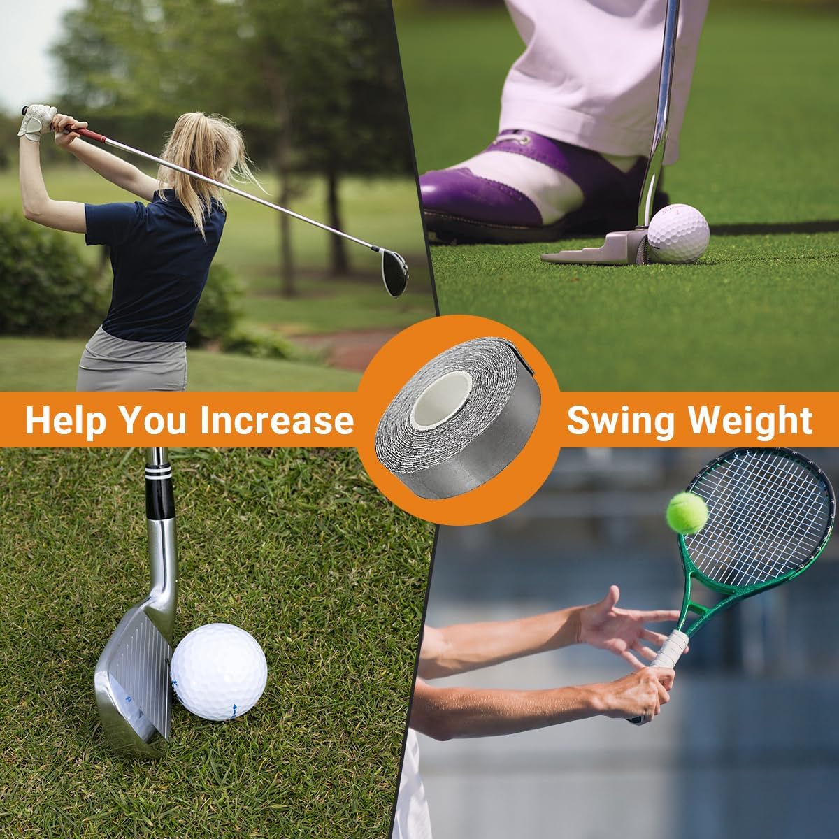 Yeshom Lead Tape Golf 1/2" x 60"/100"/150", 2 Grams Per Inch, Add Swing Weight Golfing Adhesive Accessories for Golf Clubs Pickleball Paddle Tennis Racket Fishing