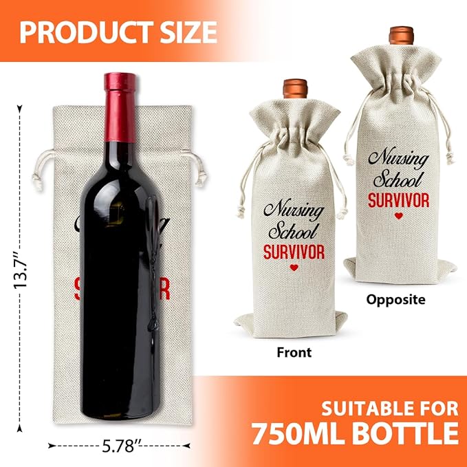 Nursing School Graduation Gift Wine Bag, Med School Graduation Party Decoration Favors, Nurse Day Nurse Week Gift Bag For Women Coworker, Med School Graduation Gift, Linen Wine Bag
