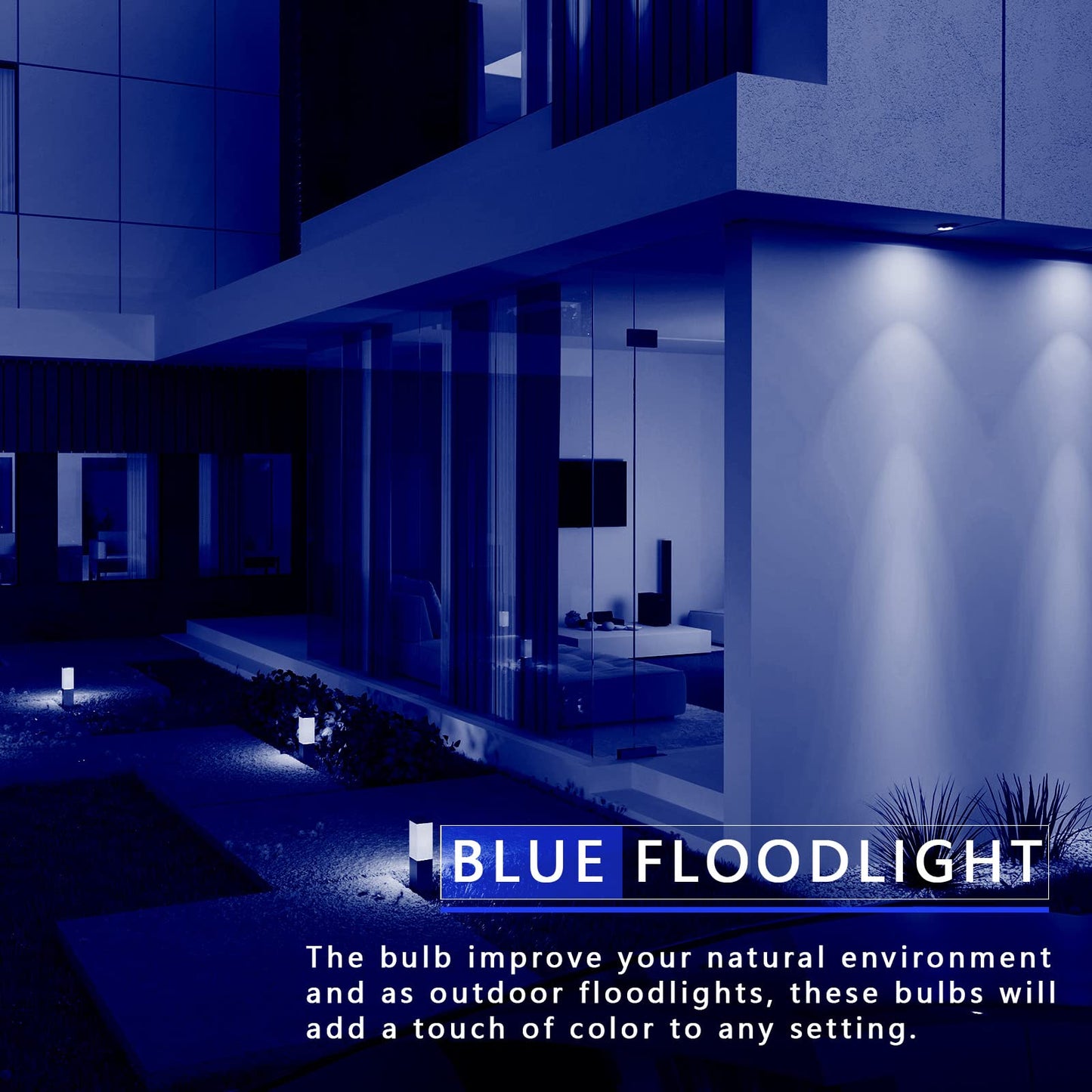 Gonhom Par38 Flood Lights Outdoor Dimmable Led Flood Light Bulbs 20W(Equivalent To 200W) E26 Base Outdoor Porch Holiday Lighting Led Flood Light Bulb For Halloween Christmas 4 Pack Blue