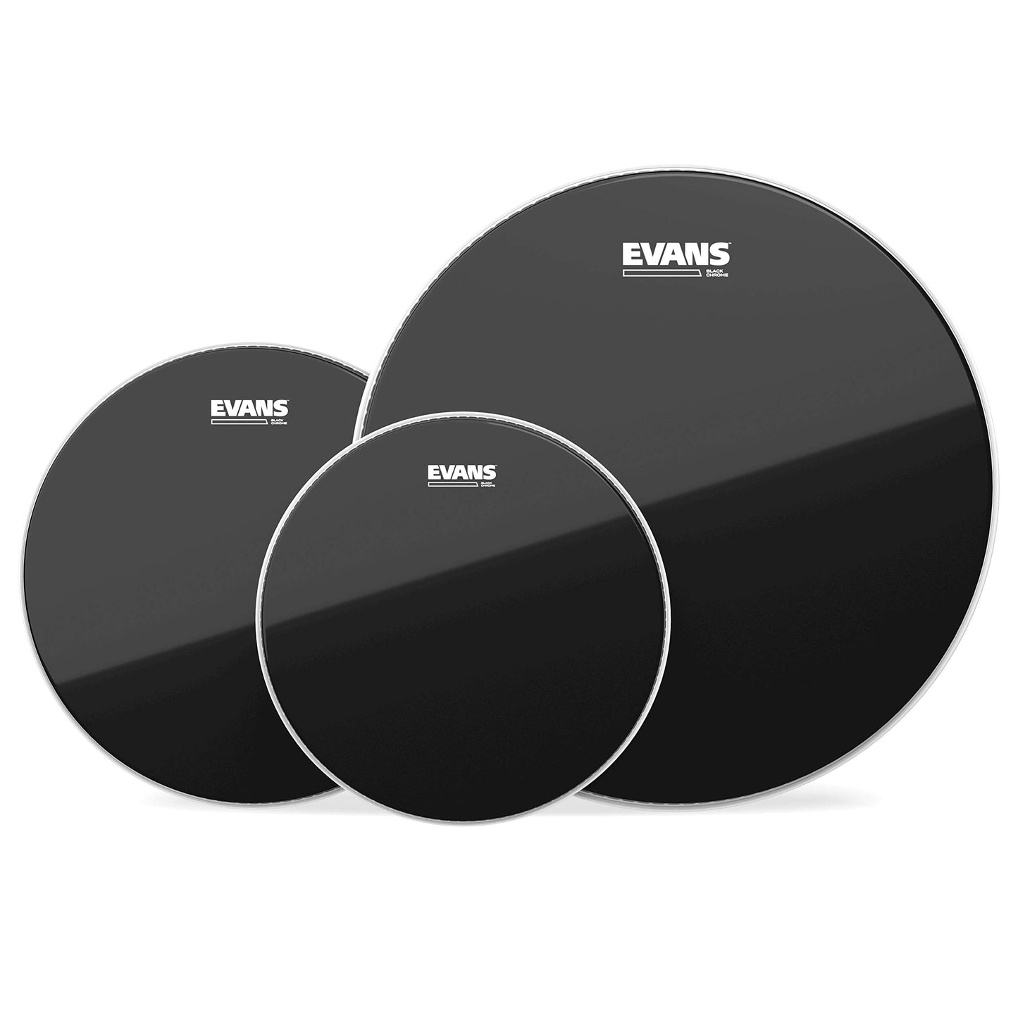 Evans Drum Heads - Black Chrome Tompack, Fusion (10 inch, 12 inch, 14 inch)