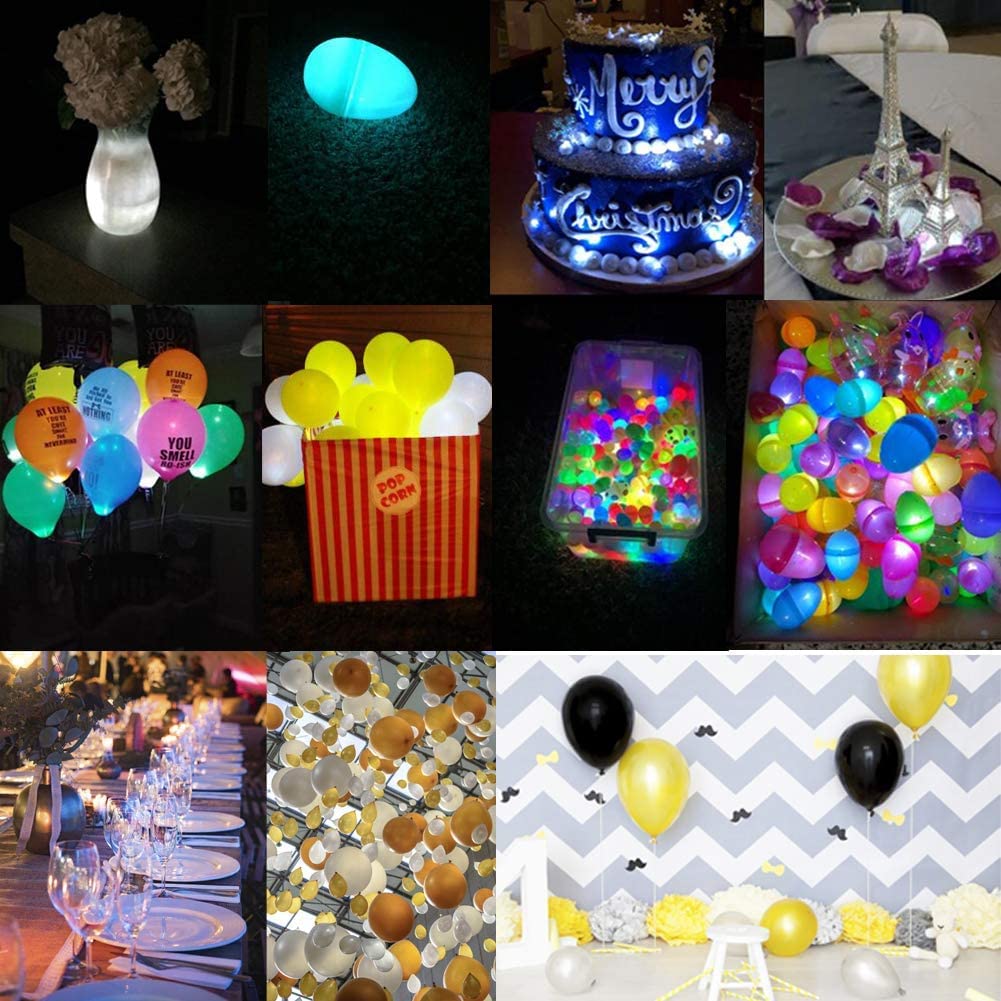 JJGoo LED Balloon Lights, Flash Waterproof Round Balls, 100pcs, Purple, Model MY1005X