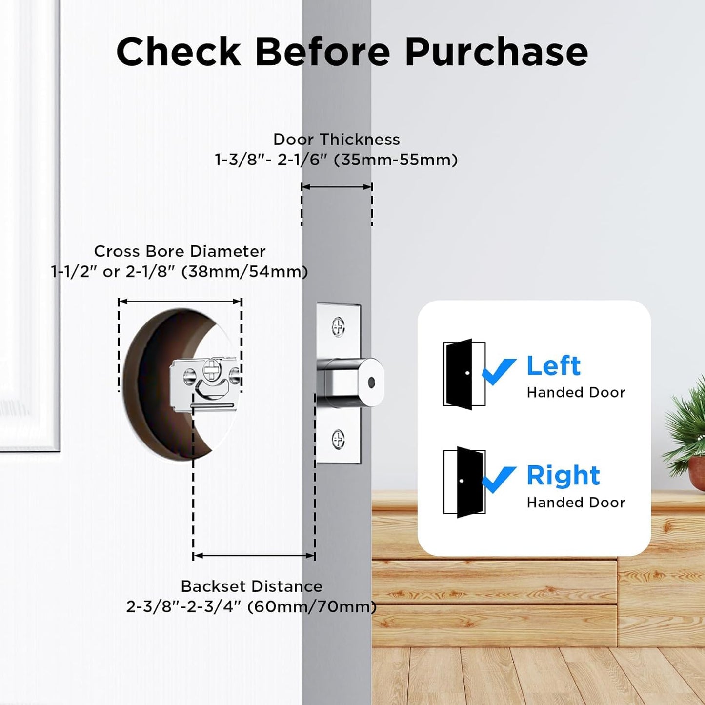 TCL Smart Lock D1 Pro, Palm Vein Recognition Door Lock with App Control, Keyless Entry Door Lock for Front Door, Wi-Fi Keypad Deadbolt, Works with Alexa & Google Assistant, Rechargeable Battery(Black)
