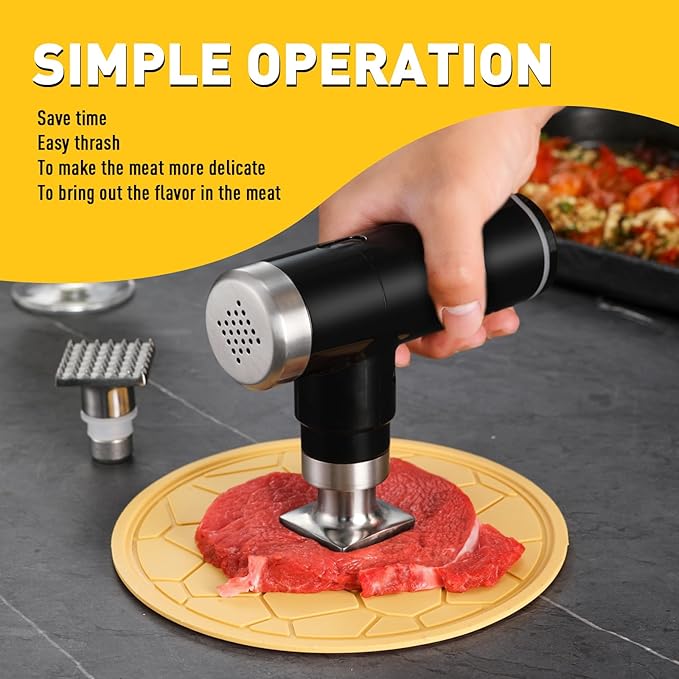 Electric Meat Tenderizer Tool,Cordless Meat Tenderizer Machine with 2 Stainless Steel Meat Mallet,Kitchen Essentials For Tenderizing Steak/Beef/Chicken Chops