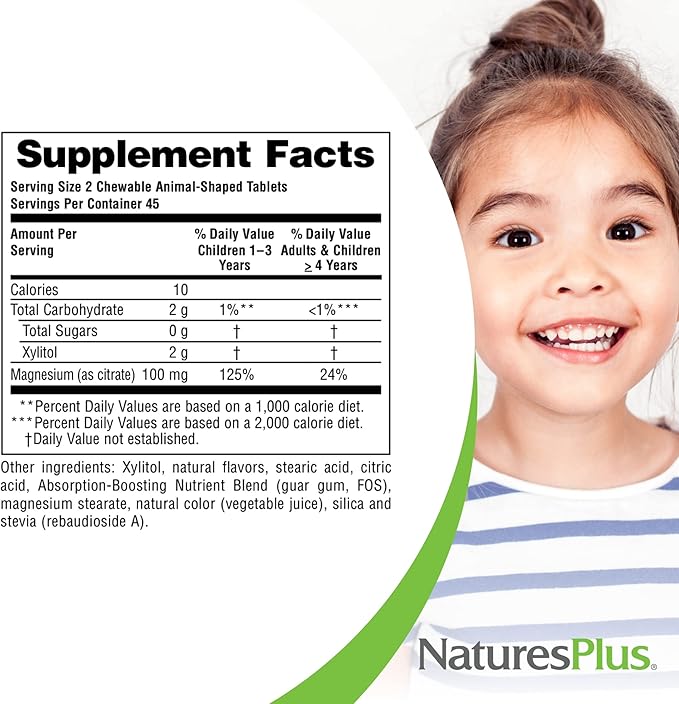NaturesPlus Animal Parade MagKidz, Natural Cherry Flavor - 90 Animal-Shaped, Chewable Tablets - Pack of 3 - Bone & Muscle Health Support - Non-GMO, Vegan, Gluten Free, Sugar Free - 135 Total Servings
