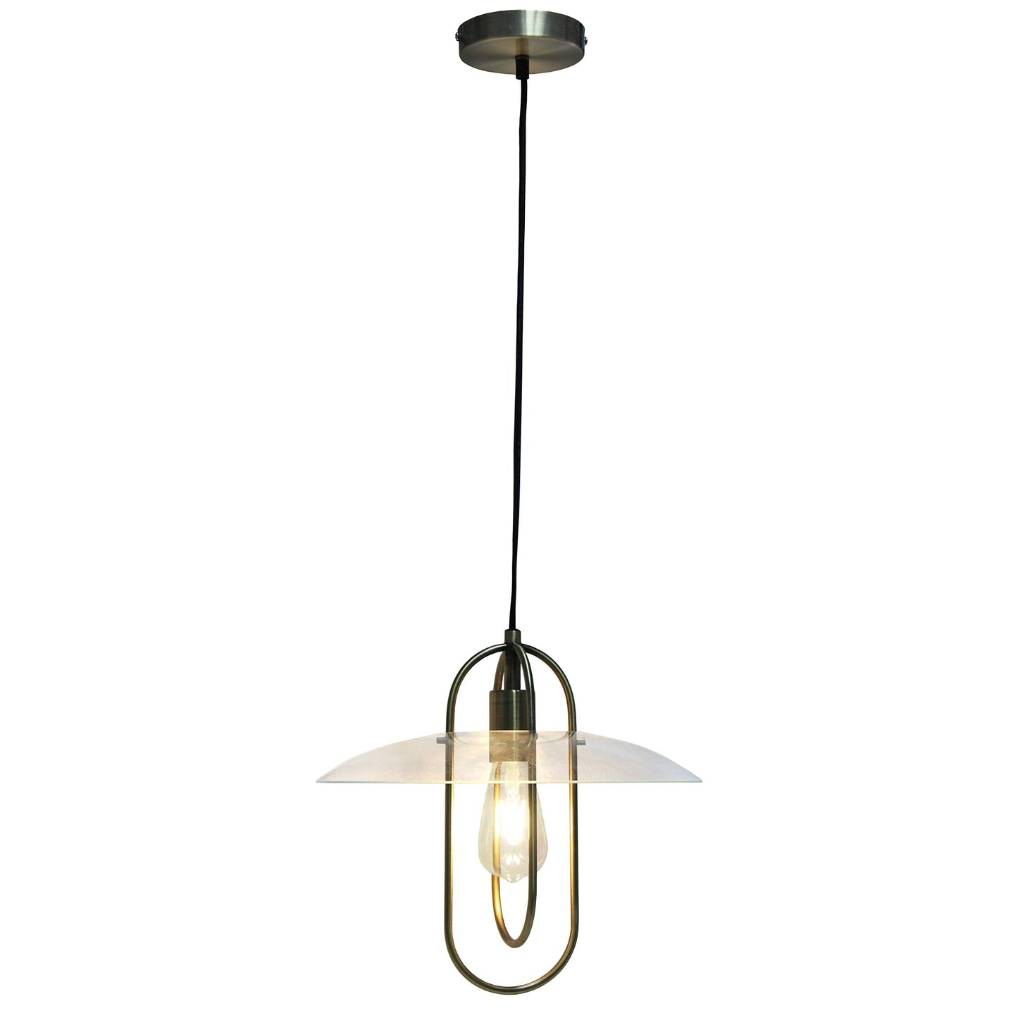 Simple Designs PT1008-ABS Modern Metal Pendant Light, Iron, Antique Brass