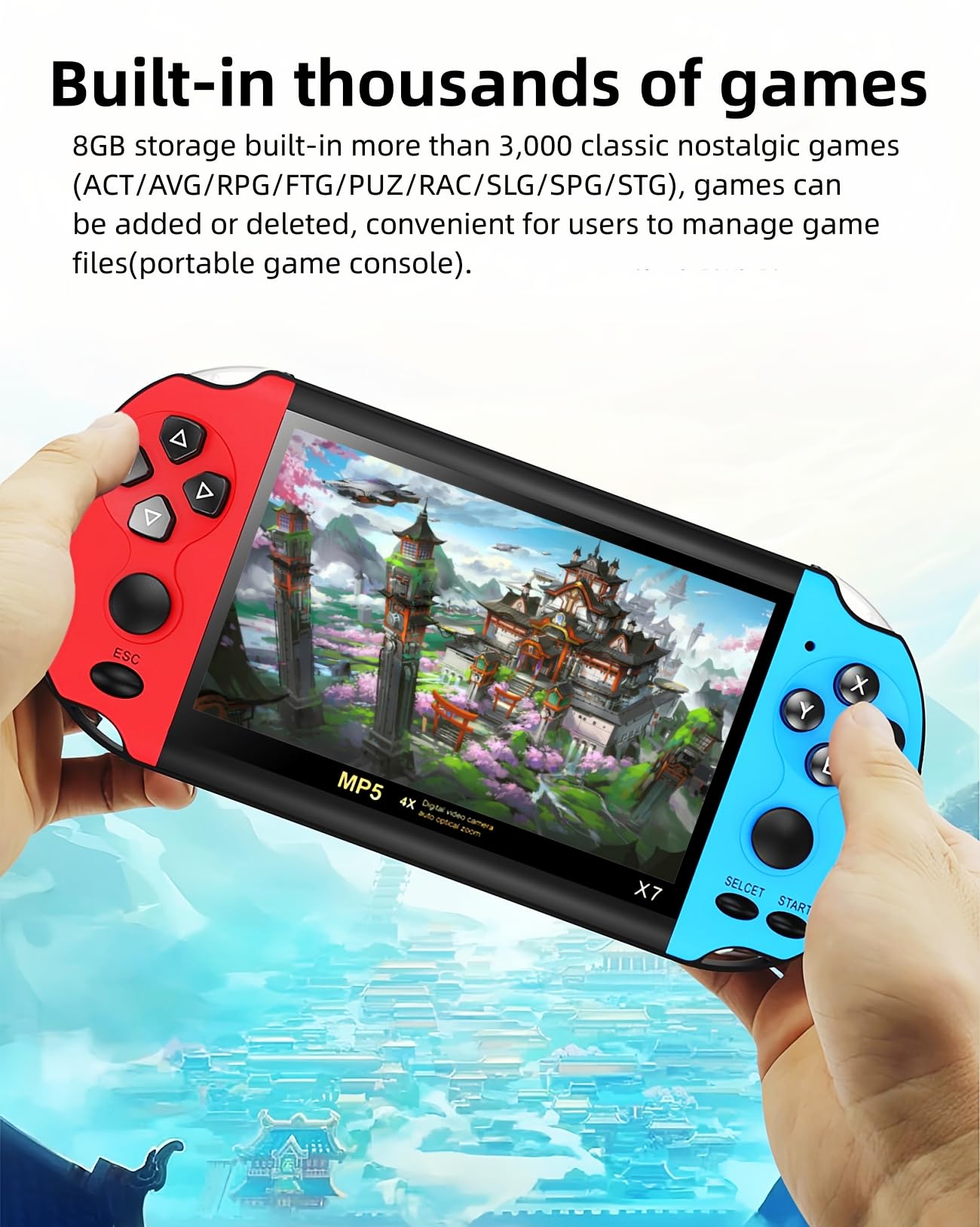 TAQY 4.5 Inch Retro Game Console Multiple Simulators Built-in Free 3000 Games Support Video/Music Portable Children's Puzzle Device/Toys Electronic Game Kid's Travel Companion
