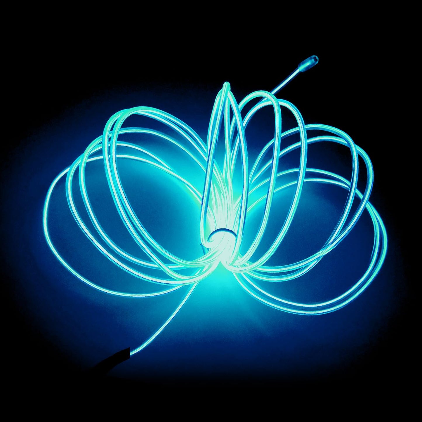 MaxLax EL Wire Neon Lights Strip, 5m Ice Blue, Portable Battery Pack, 360° Cuttable for Parties & DIY Decoration