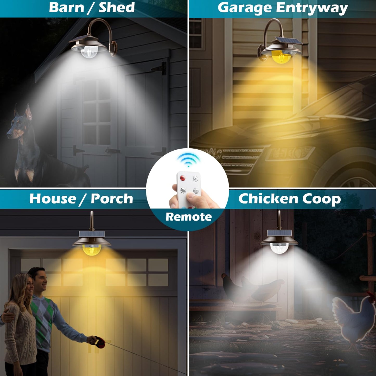 Siedinlar Solar Barn Light Outdoor 3 Modes 2 Lighting  Garage Shed Light Gooseneck Farmhouse Wall Light Waterproof With Remote/Motion Sensor For Garage Barn Shed Chicken Coop Dark Bronze (2 Pack)