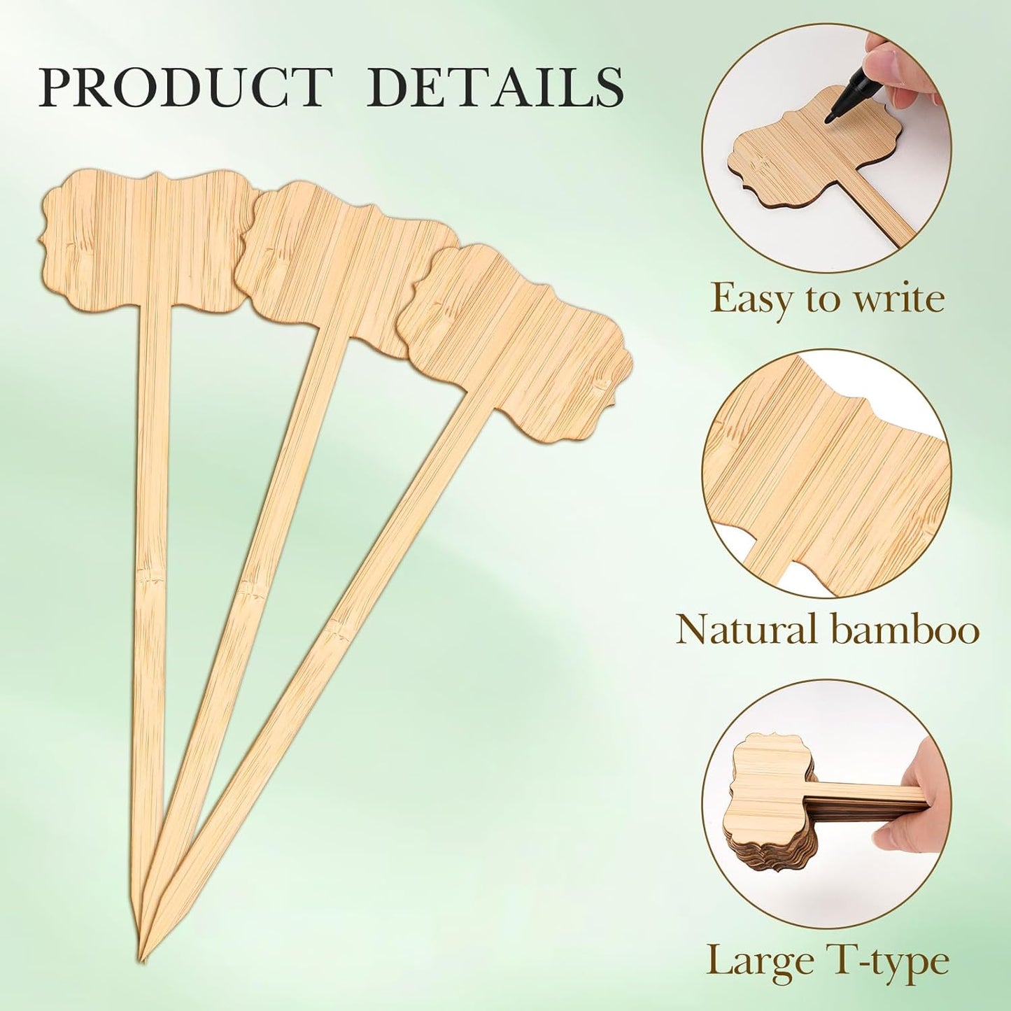 Linkidea 50pcs T-Shape Wooden Plant Labels with 2 Marker Pens, Garden Plant Tags for Outdoor, Vegetable Seedling Label, Waterproof Garden Signs