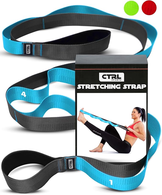 Stretching Strap with Loops - Non Elastic Stretch Band for Physical Therapy, Yoga Strap for Stretching Equipment, Stretch ...