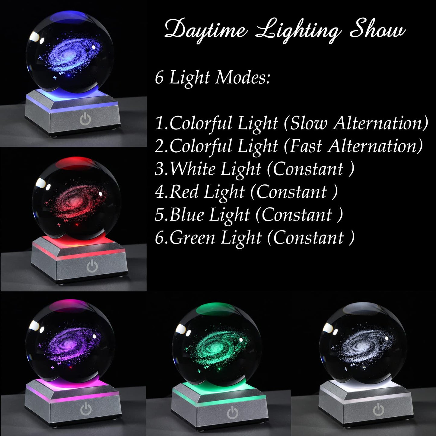 Qianwei 3D Galaxy Crystal Ball with Colorful LED Base, Clear Glass Sphere, Model 5809b1aa7e0f8f34fcab0c89acda1