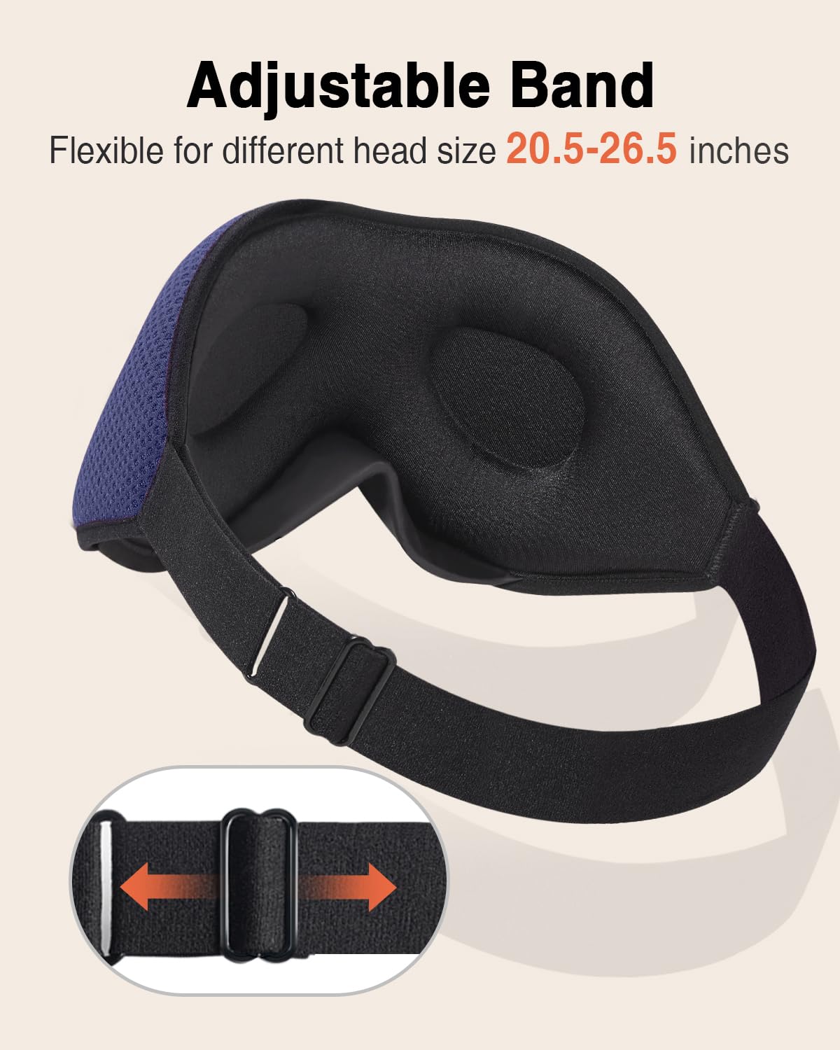 MABAO Sleep Mask for Side Sleeper, Eye Mask for Sleeping Women Men, 3D Contoured Cup No Eye Pressure 100% Light Blocking Sleeping Mask with Adjustable Strap Night Blindfold Flight, Travel, Nap, Blue