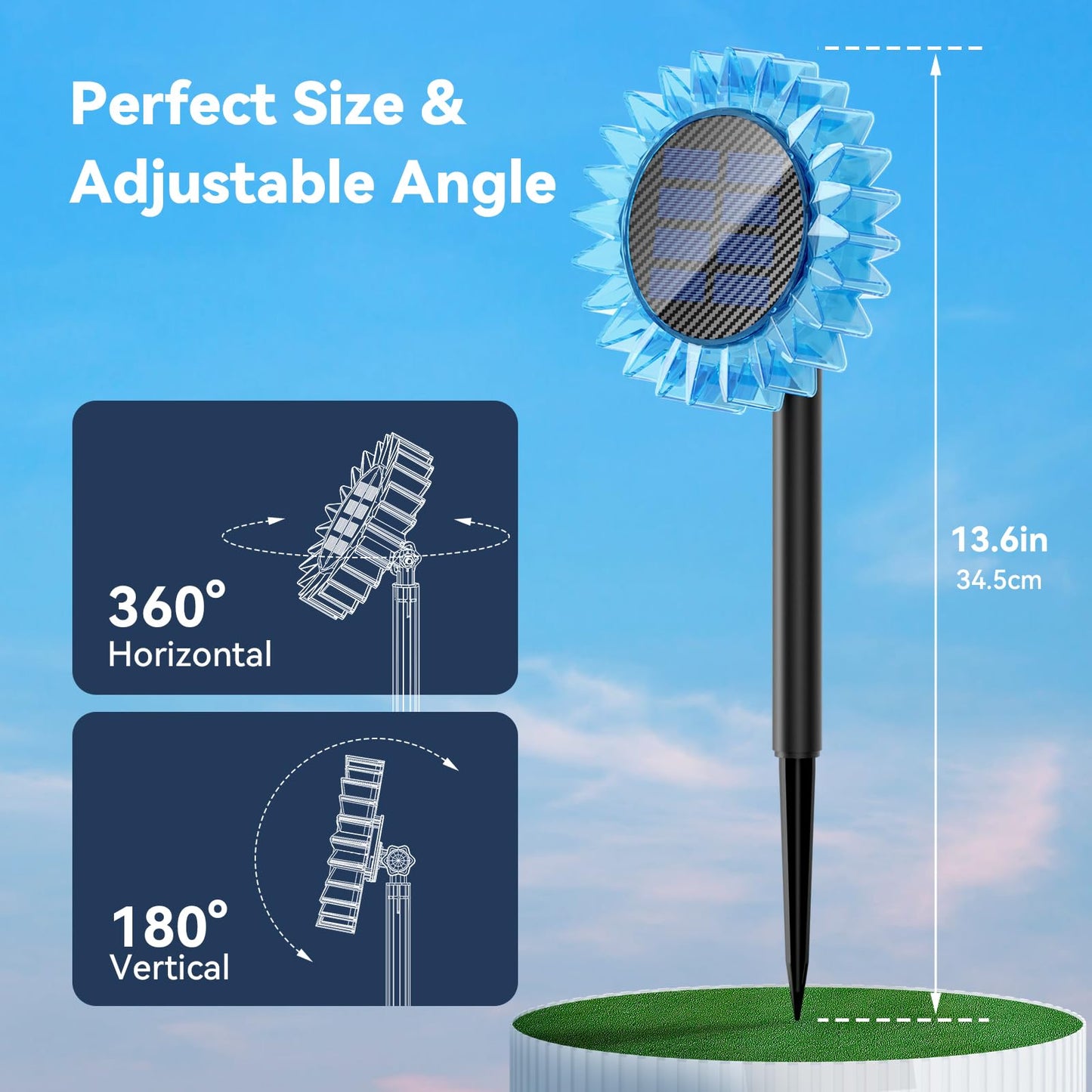 Solar Garden Lights - Upgraded Solar Sunflower Light  Ground/Wall 2 In 1  Solar Outdoor Lights Waterproof Ip67 Garden Yard Patio Backyard Pathway Landscape Fence Wall Decoration  Warm White(4 Pack)