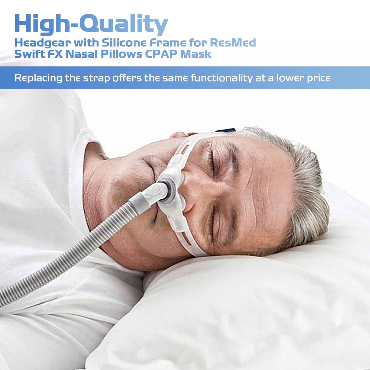 PalpitateC Headgear with Silicone Frame for ResMed Swift FX Nasal Pillows CPAP Mask, for ResMed Swift FX Headgear Including Adjustable Silicone Frame