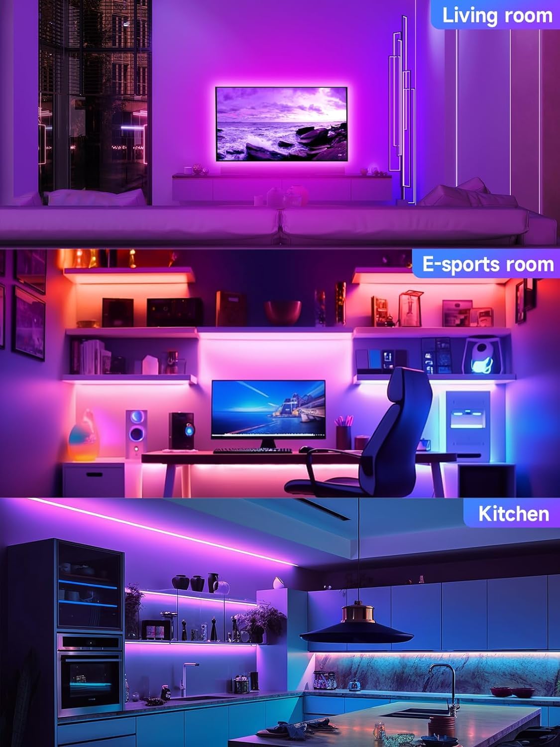 Gipoyent Music Sync Led Tv Backlights, 9.8Ft Rgb Light Strip For 32-50 Inch Tvs, Bluetooth Function, Plastic Material