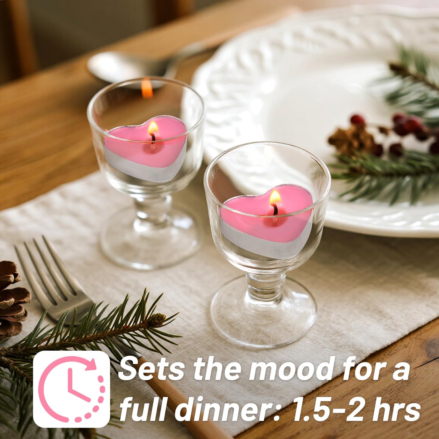 Maqihan Pink Tea Lights Candles- Pink Heart Shaped Tealight Candles - Soy Candle For Valentine  Dating  Weddings  Anniversaries  Candle Gift