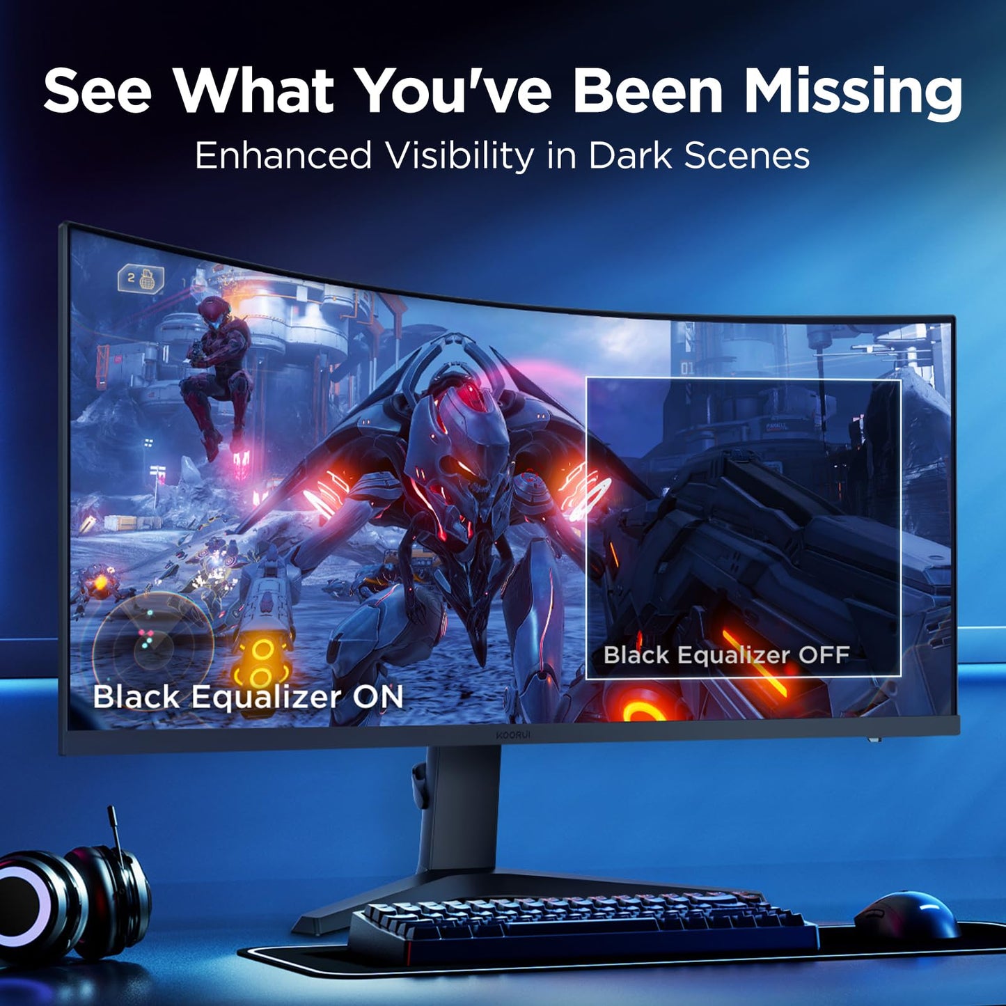 KOORUI 34-inch Ultrawide Curved WQHD 3440×1440 Gaming Monitor, 165Hz 144Hz Curved 1000R- PIP/PBP, 1ms(MPRT) with DisplayHDR 400, FreeSync Premium, 75 * 75mm VESA, HDMI/DisplayPort, 34E6UC