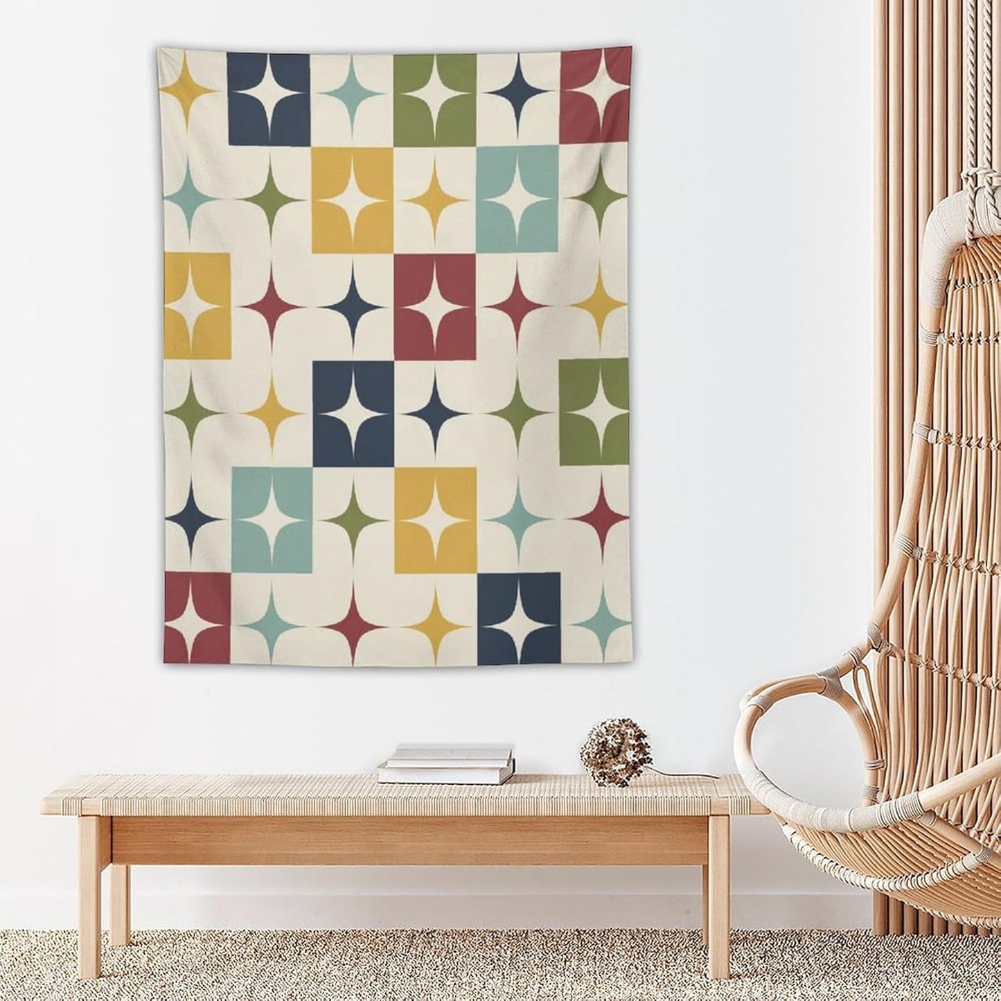 ICMOLYYENLO Boho Medieval Cat Tapestry, Abstract Atomic Starburst Geometric Aesthetic Art Wall Hanging For Bedroom Living Room Dormitory 50x60 Inches