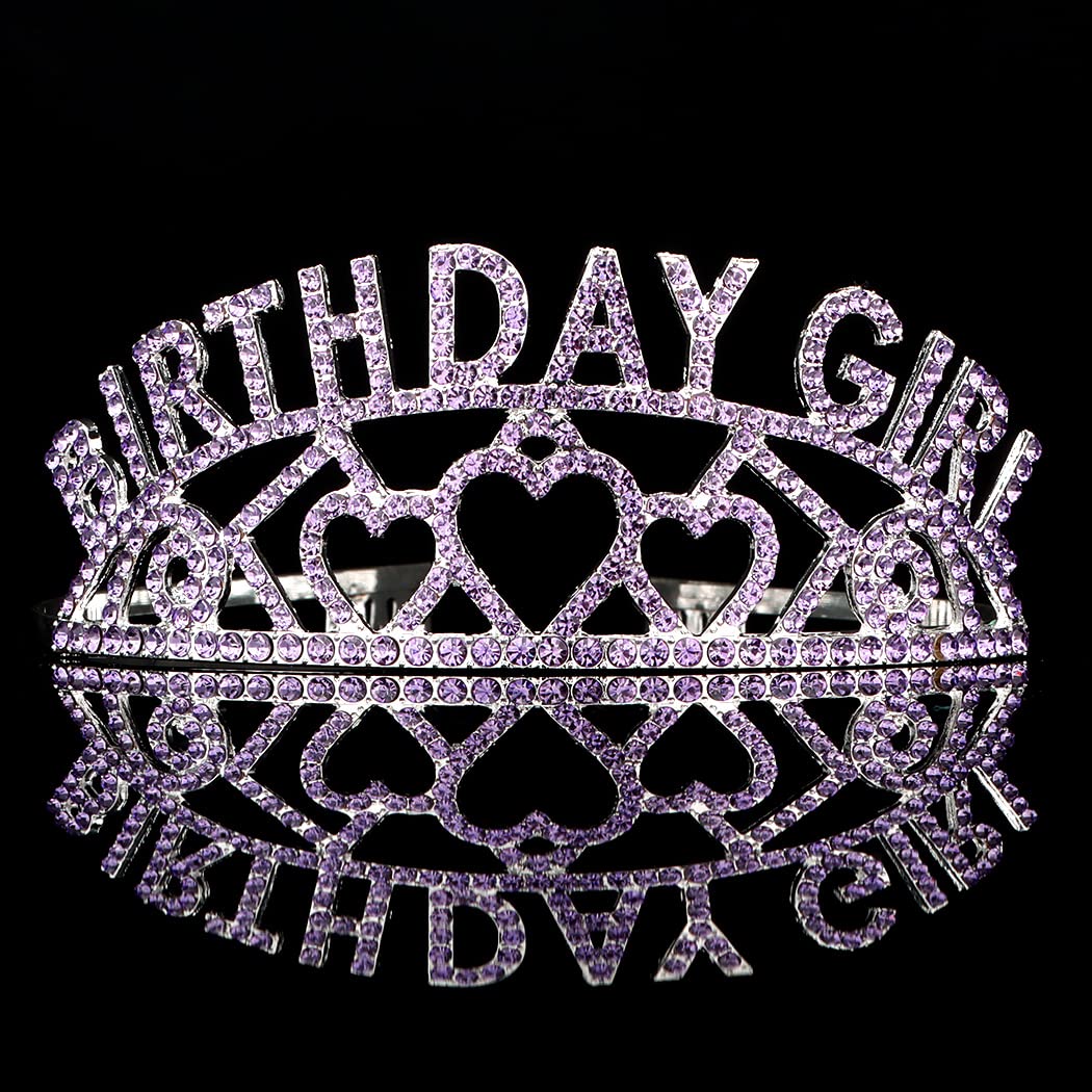 AOPRIE Purple Silver Birthday Crowns for Women Tiaras for Women Crowns for Girls Rhinestone Crystal Decor Headband