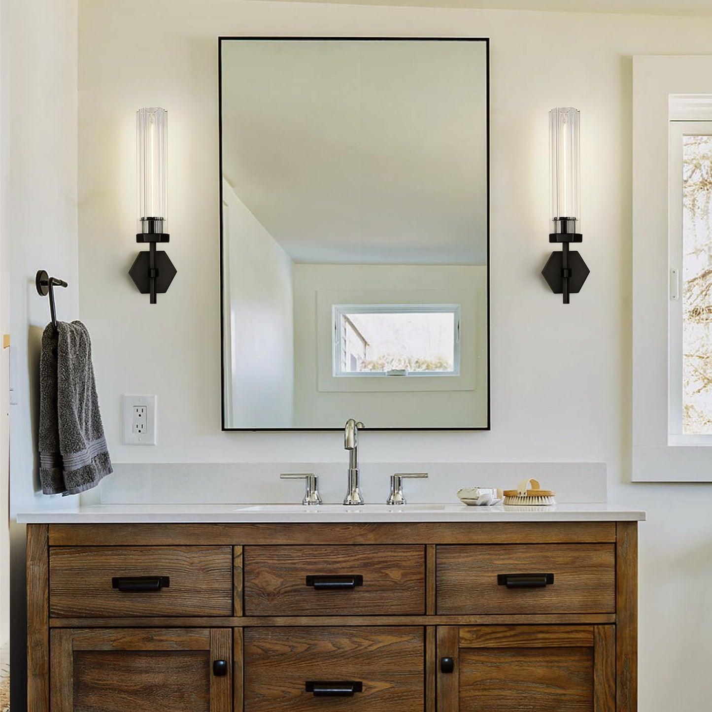 Crystal Bathroomvanity Wall Sconces Set Of Two Black Modern Bathroom Wall Sconces 12.59In Crystal Vanity Lights Fixture Indoor Sconces Wall Lighting For Bedroom Hallway Staircase Living Room