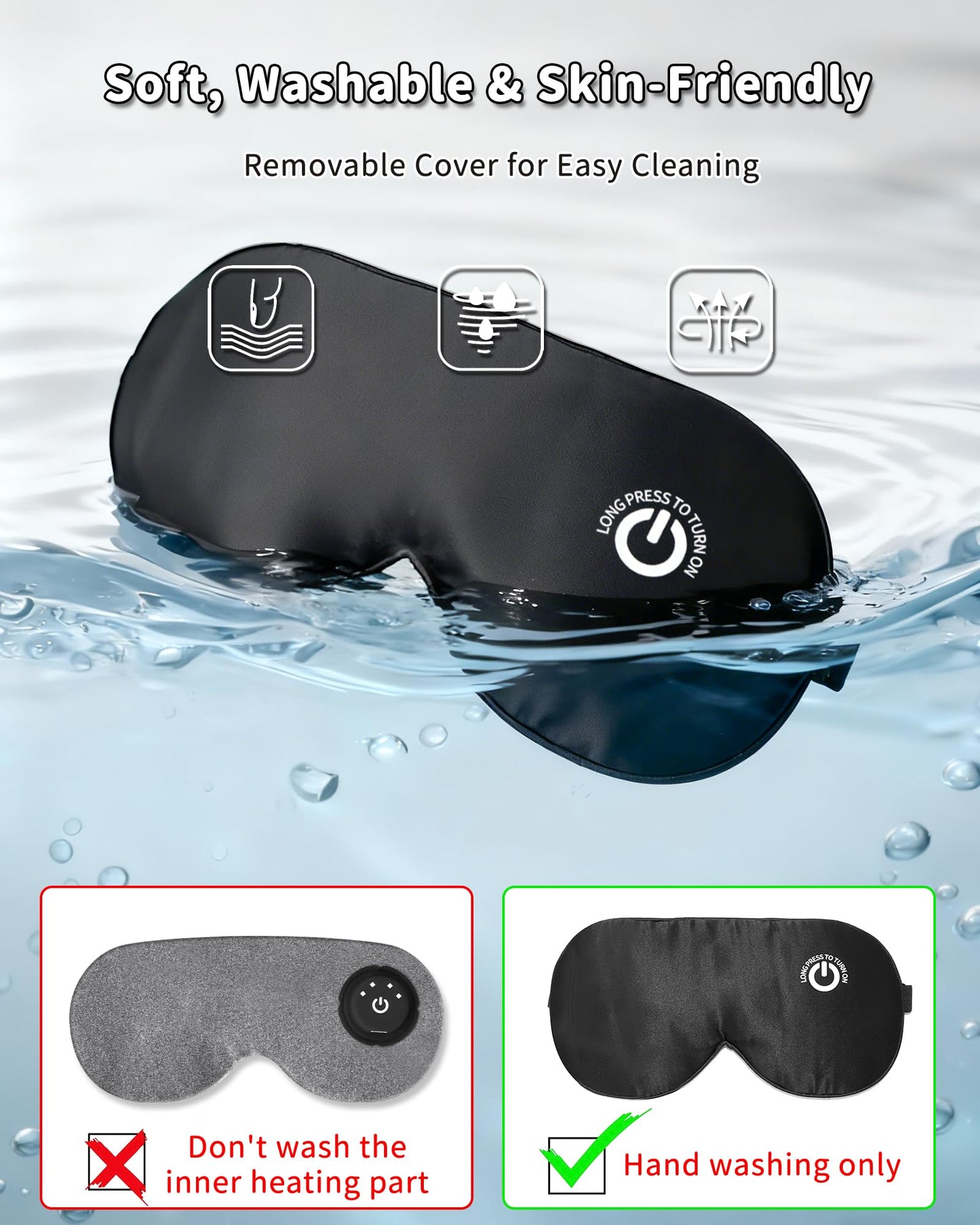 Heated Eye Mask FSA- HSA Eligible Cordless Pure Mulberry Silk Eye Mask for Dry Eyes Relief with 3 Adjustable Heat Settings,1500mAh Rechargeable & Washable Eye Cover for Travel Sleep Therapy