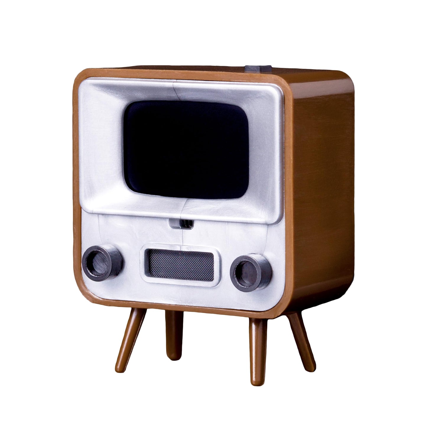 TinyCircuits TinyTV 2 Portable Retro Mini TV – 1.14″ IPS Screen, Preloaded & Uploadable Videos, USB-C Rechargeable, Knob Controls + Tiny Remote (Brown)